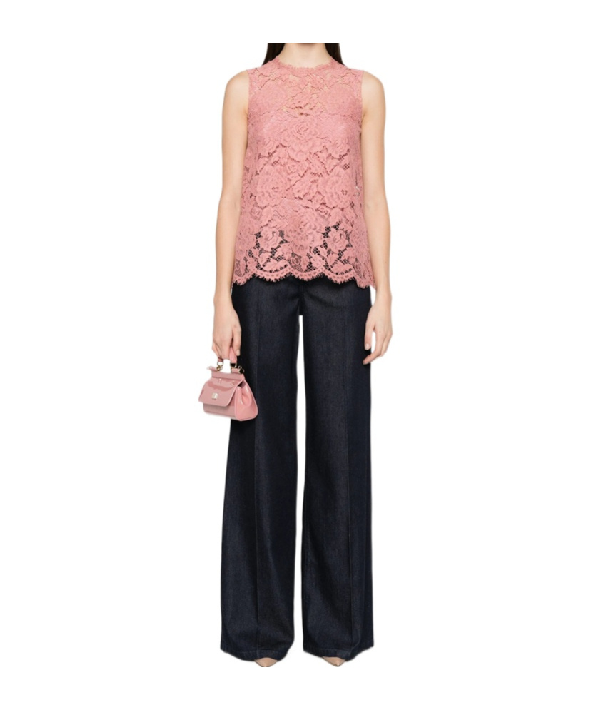 Dolce & Gabbana Cordonetto-lace Blouse In Pink
