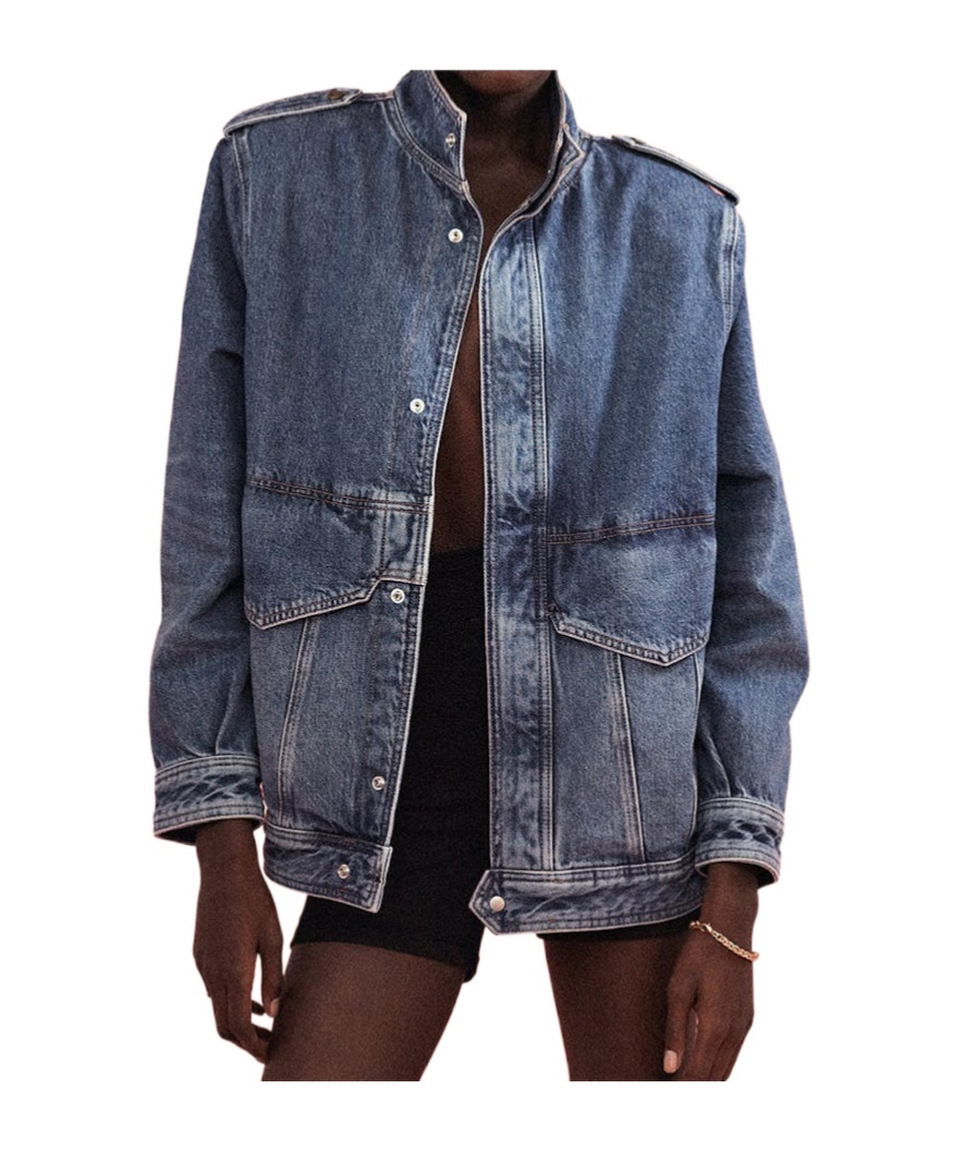 Frame Denim Power Jacket Luxor In Blue