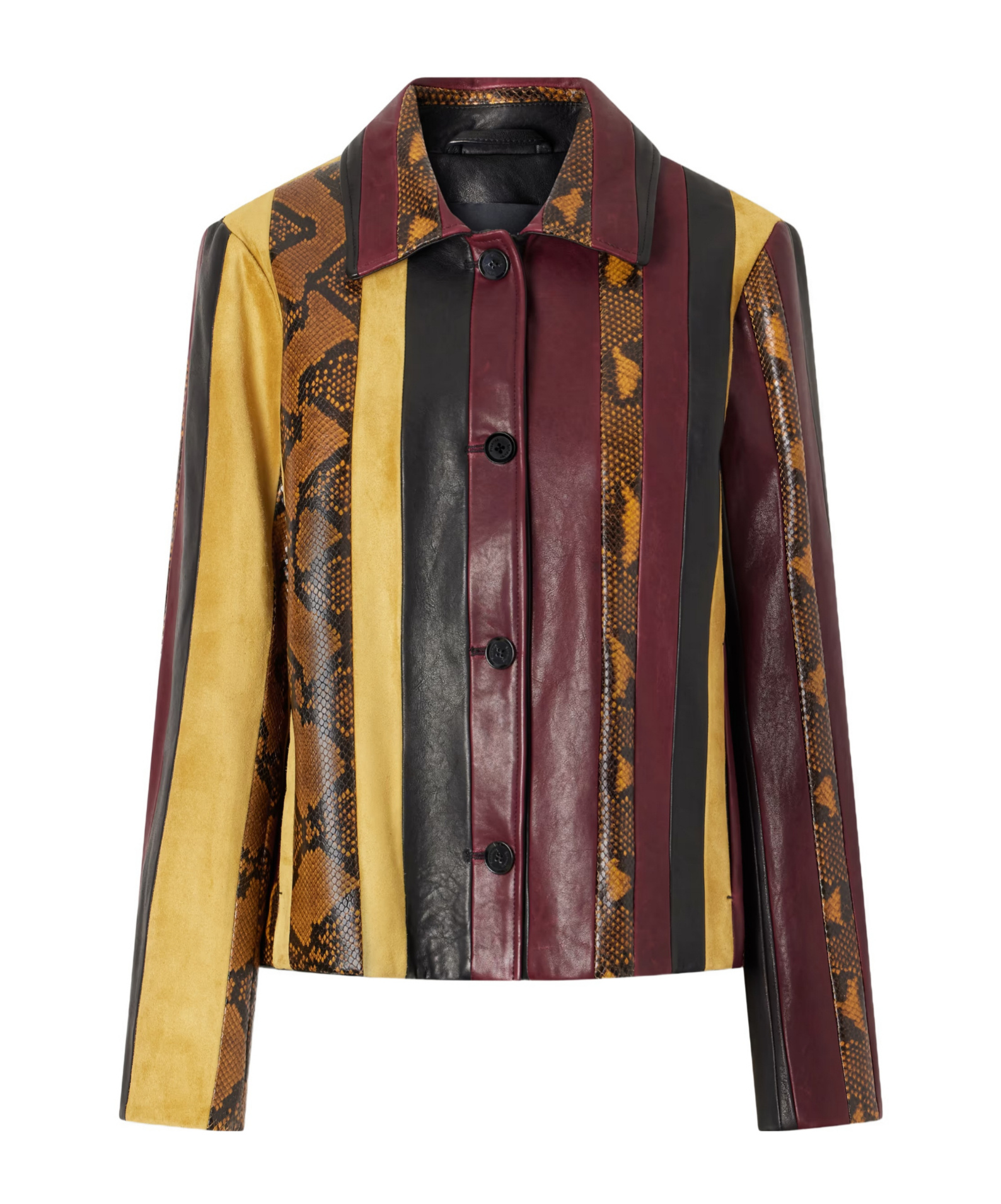 Proenza Schouler Striped Suede-trimmed Snake-effect Leather Jacket In Multi