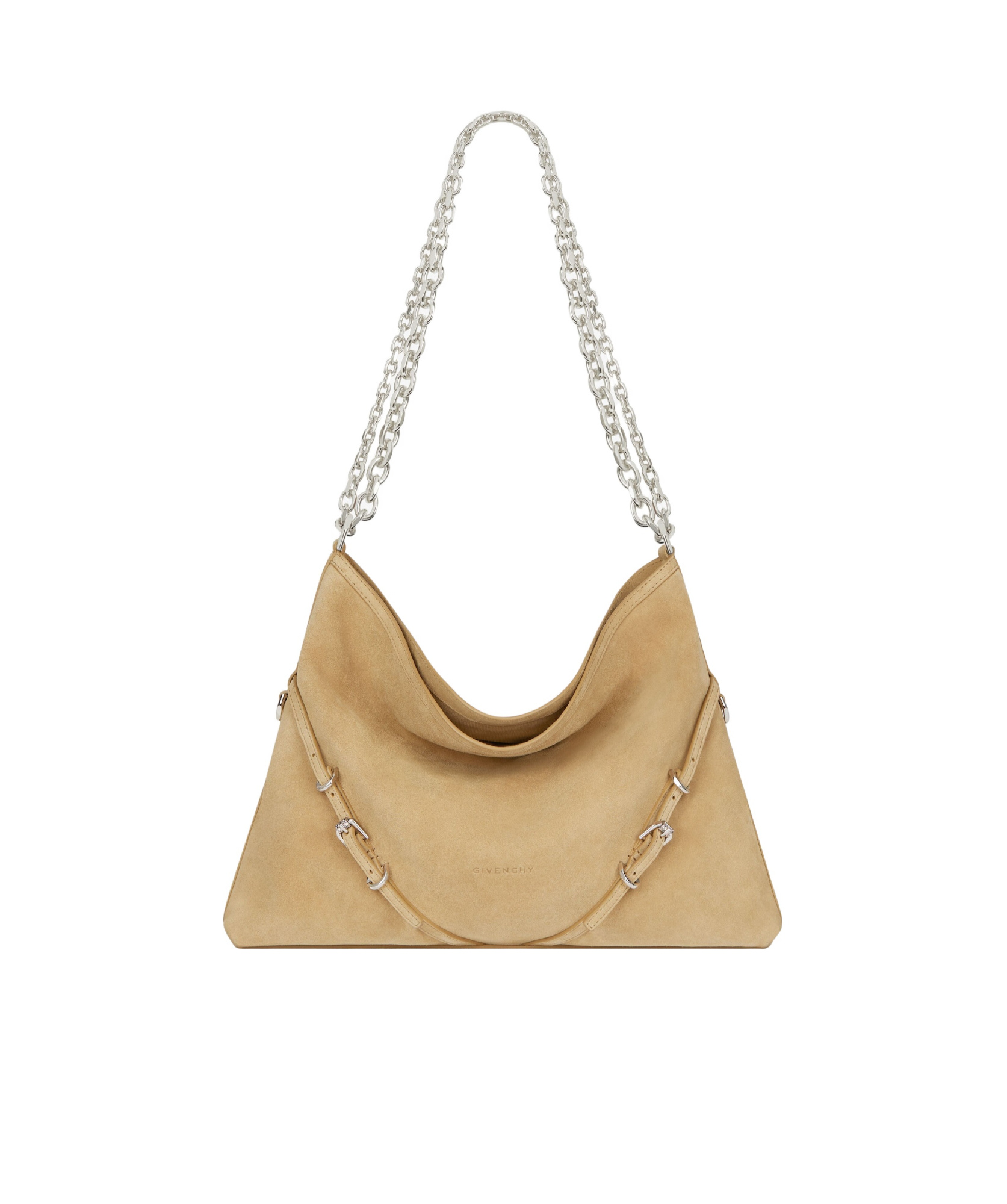 Shop Givenchy Medium Voyou Chain Bag In Suede In Nude