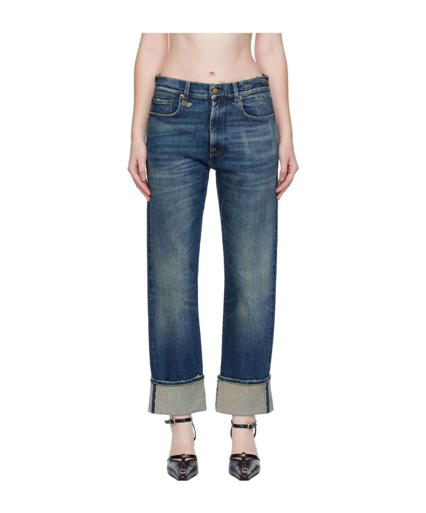 R13 Cuffed Romeo Jeans In Blue