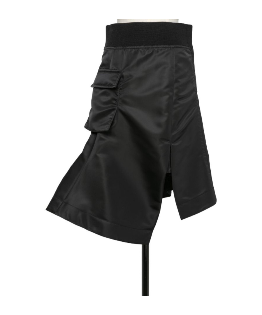 Sacai Front-slit Asymmetric Midi Skirt In Black