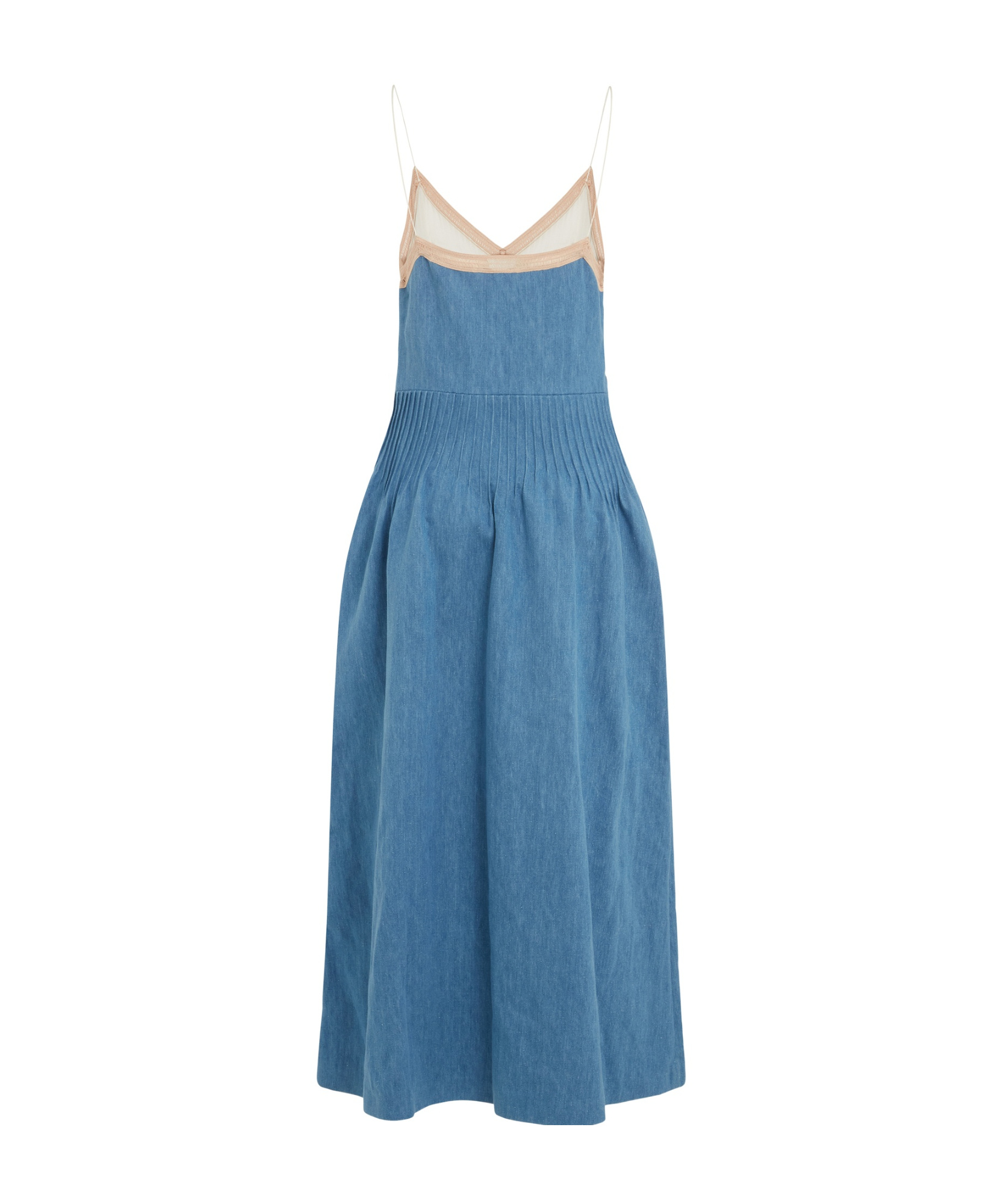 Gabriela Hearst Althea Colorblock Pintucked Denim Maxi Dress In Blue