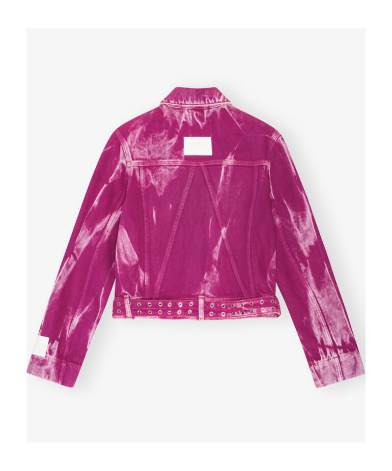 Ganni Long Sleeve Denim Jacket In Pink