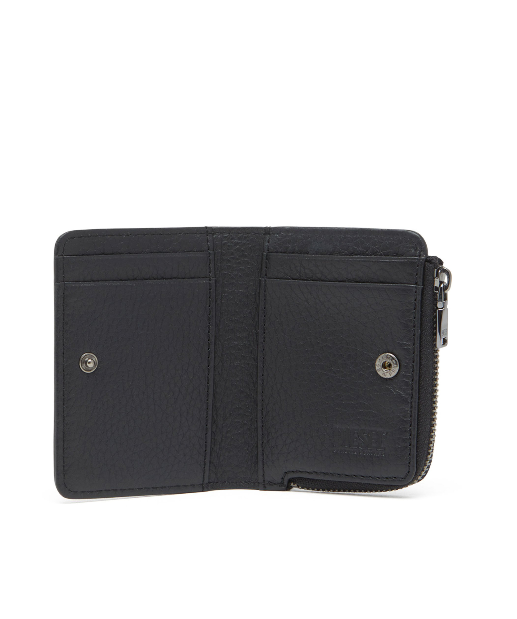Diesel Logo Plaque Leather Wallet In Black