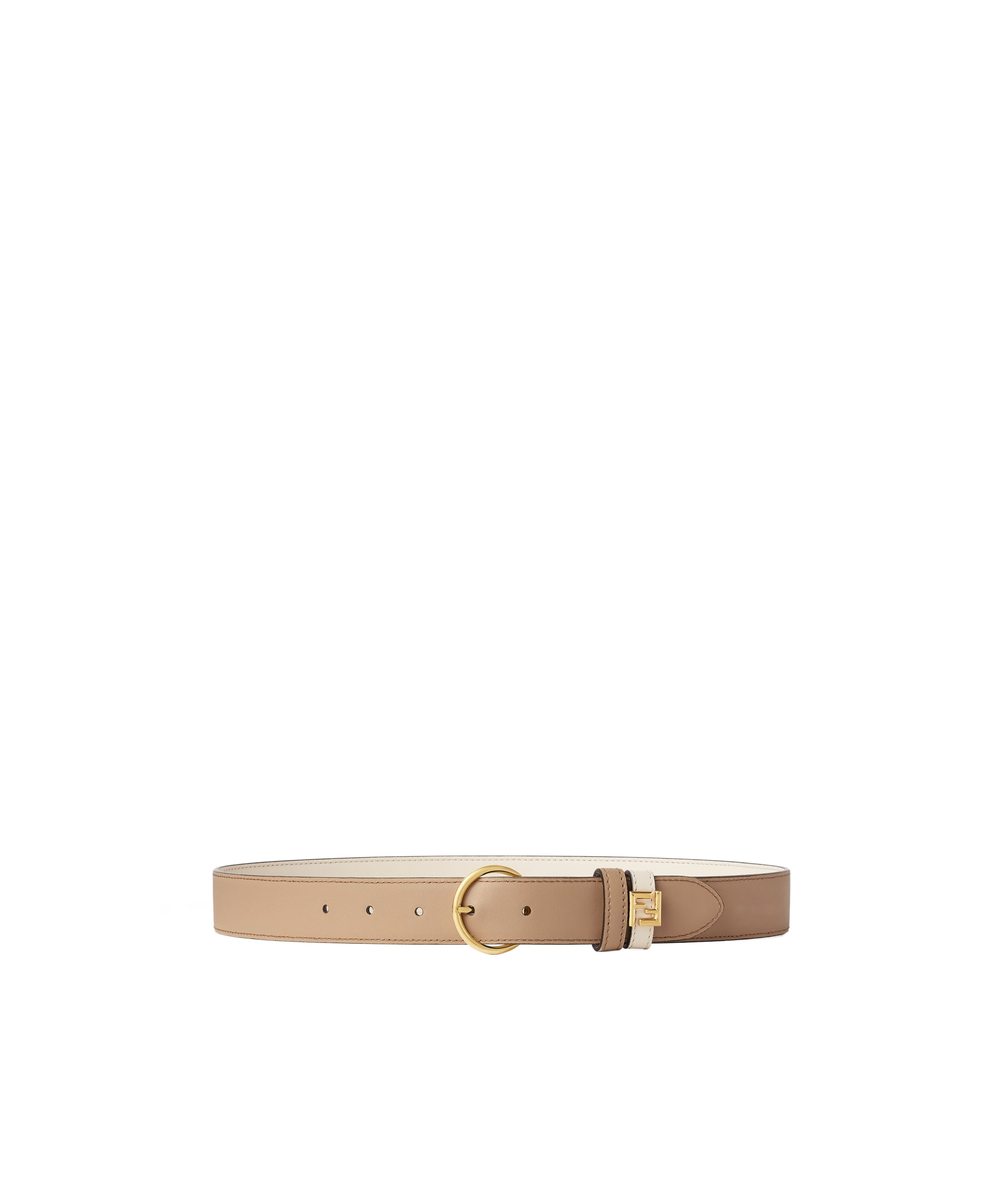 Fendi White And Cappuccino Leather Reversible Belt In Multi