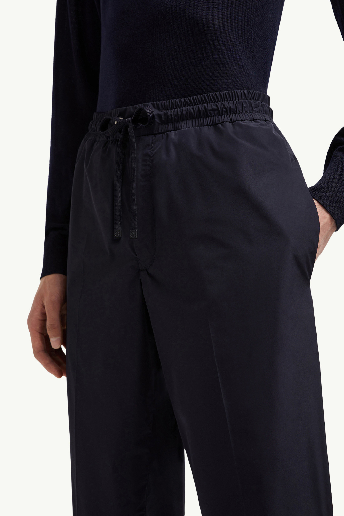 Moncler Wool Blend Gabardine Pants In Blue