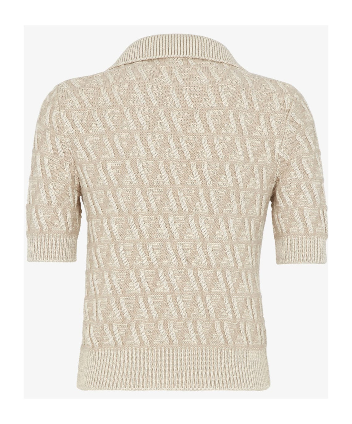 Fendi Beige Ff Wool And Cashmere Polo Shirt In Nude