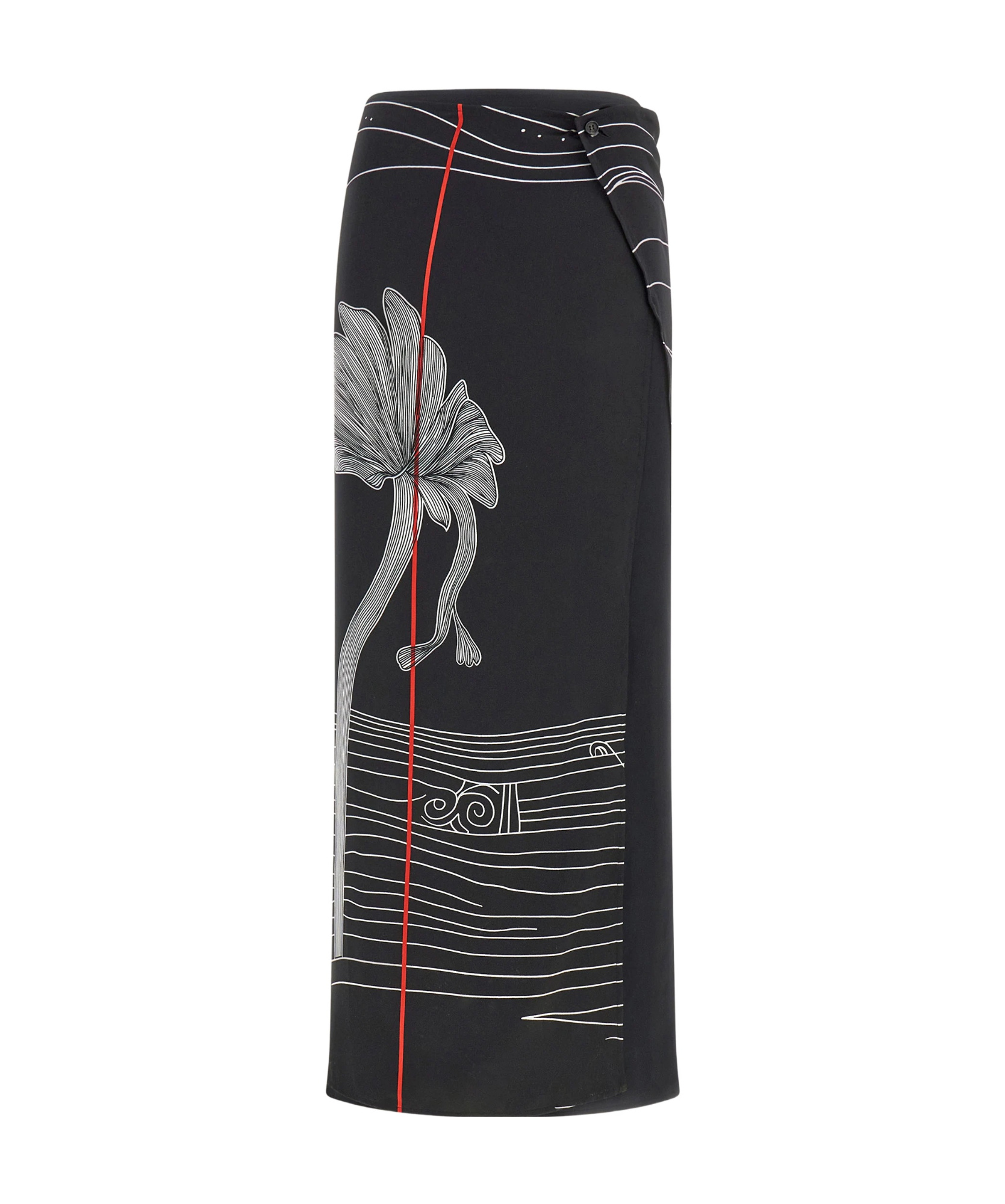 Ferragamo Printed Longline Skirt In Black