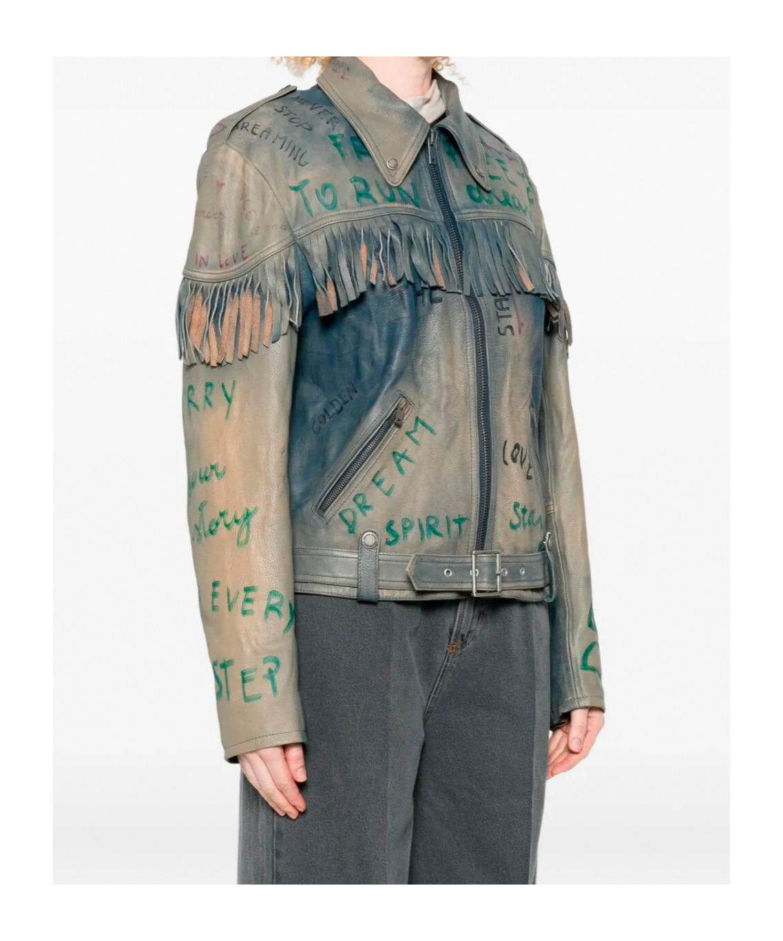 Golden Goose Deluxe Brand Zip-up Fringed Jacket In Gray