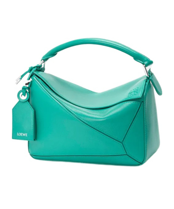 Loewe Small Featherlight Puzzle Bag In Nappa Lambskin In Green
