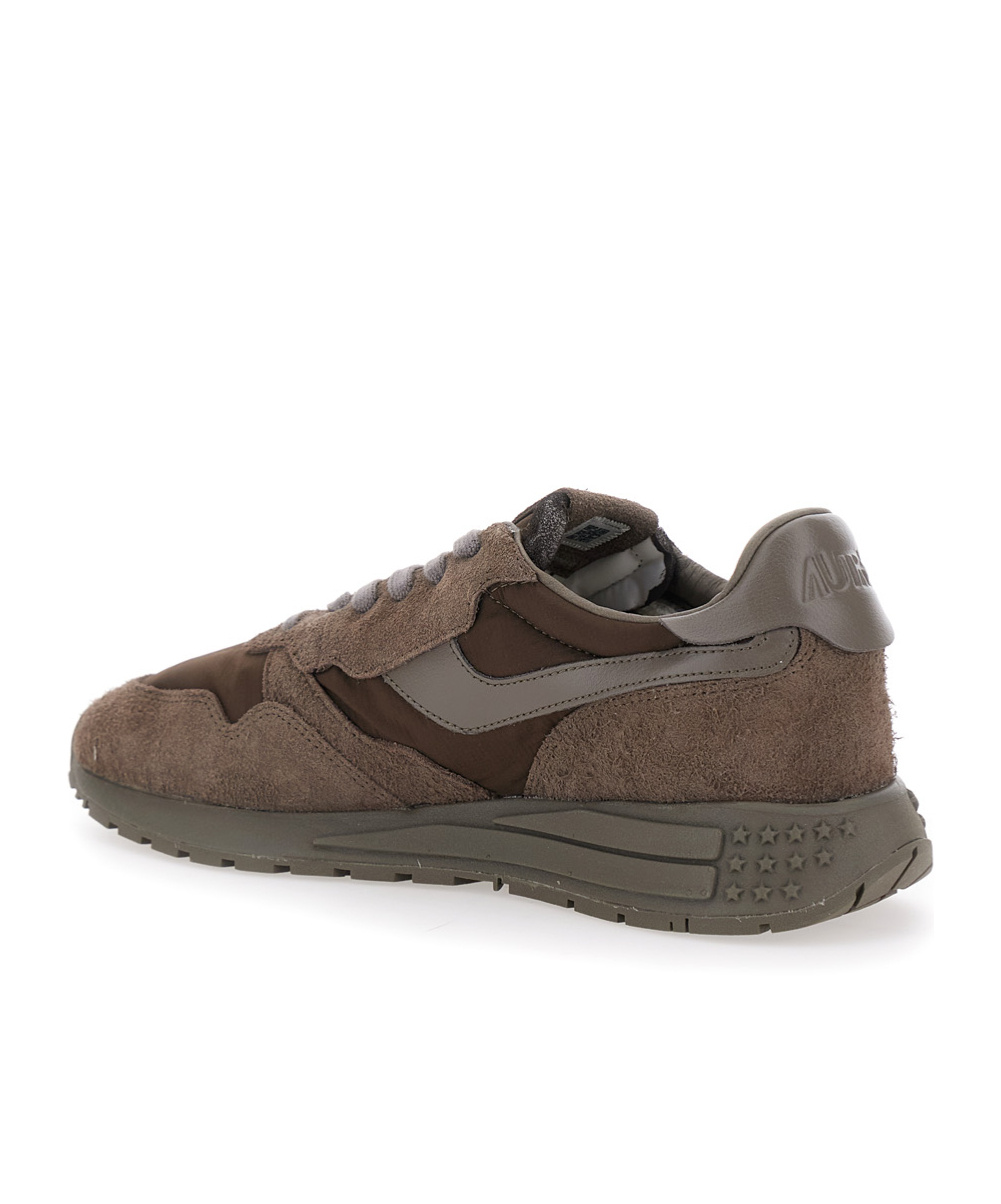 Autry Reelwind Brown Low Top Sneakers With Logo Patch Ontongue And Side In Suede Man