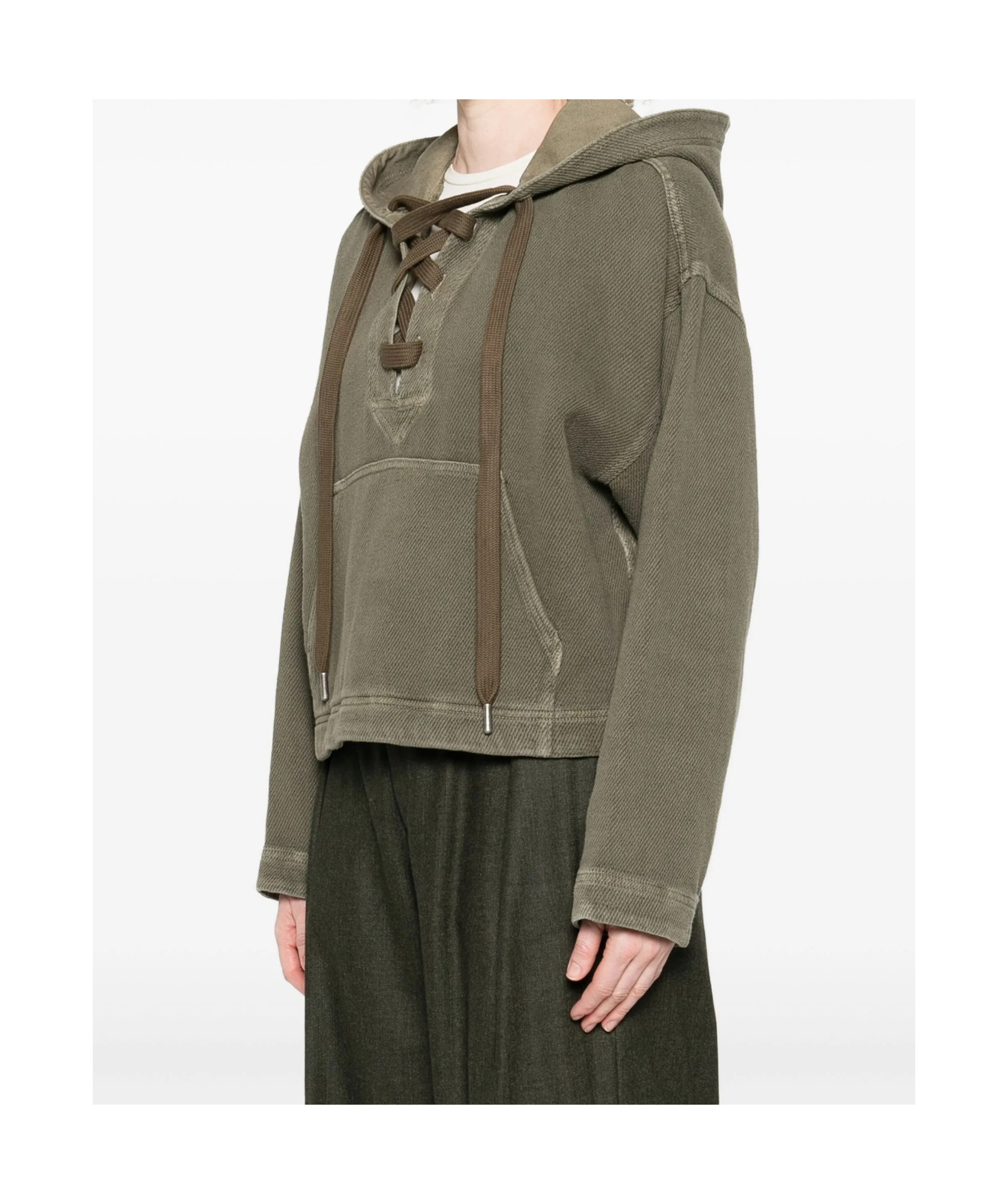 Golden Goose Hooded Sweatshirt With Lace-up Detail In Green