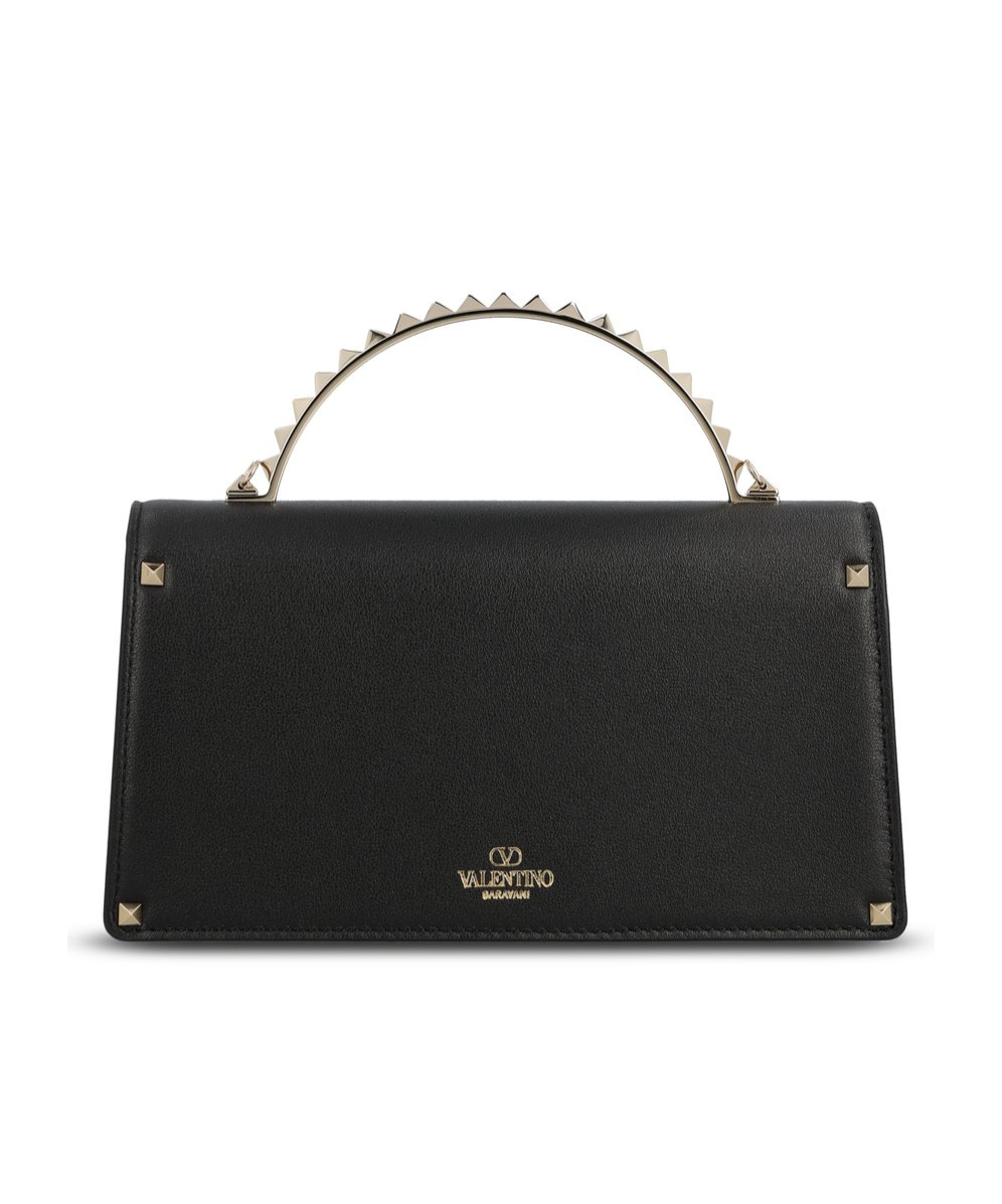 Valentino Garavani Rockstud Foldover Top Tote Bag In Black