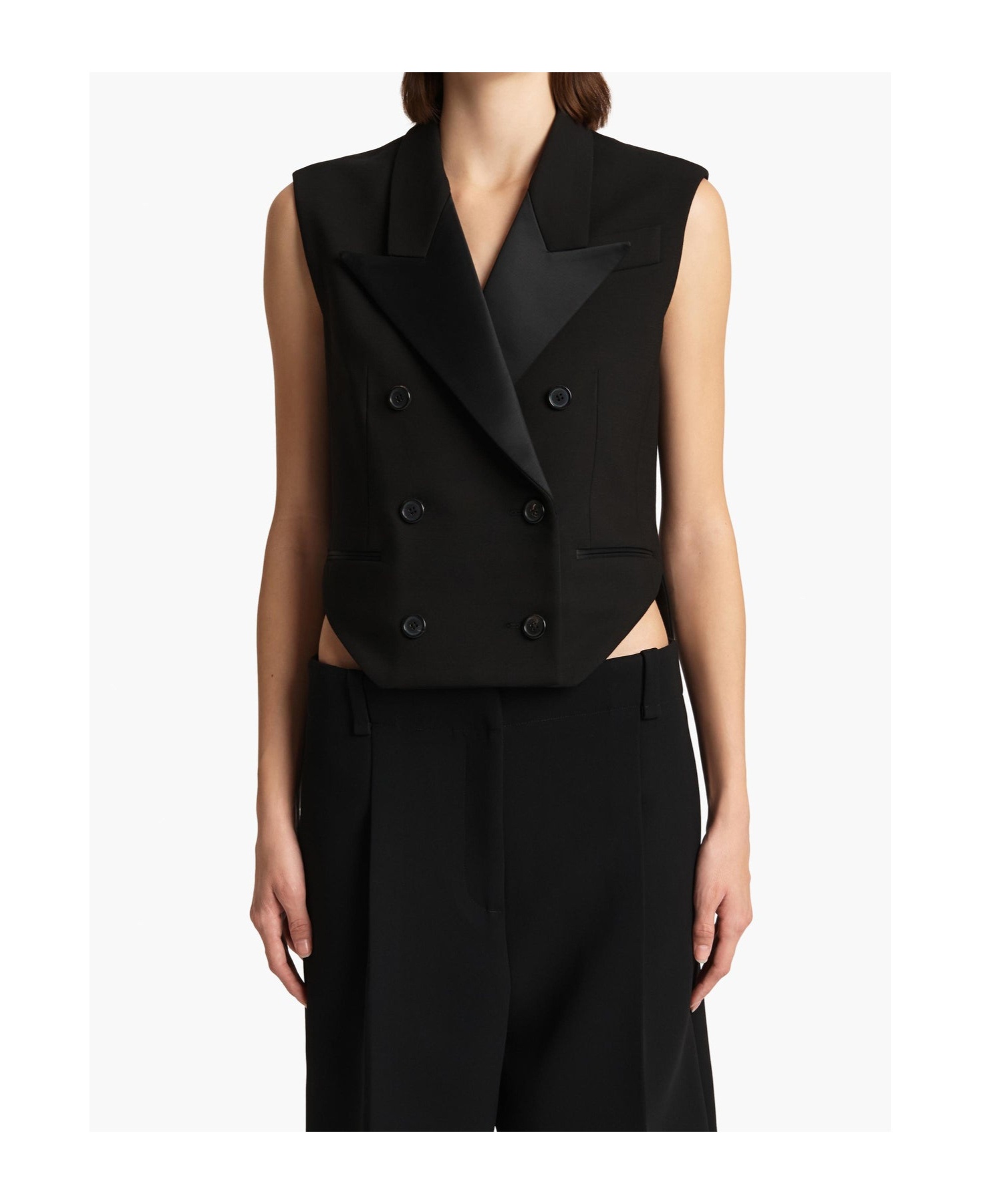 Khaite Orville Double-breasted Tuxedo Vest In Black