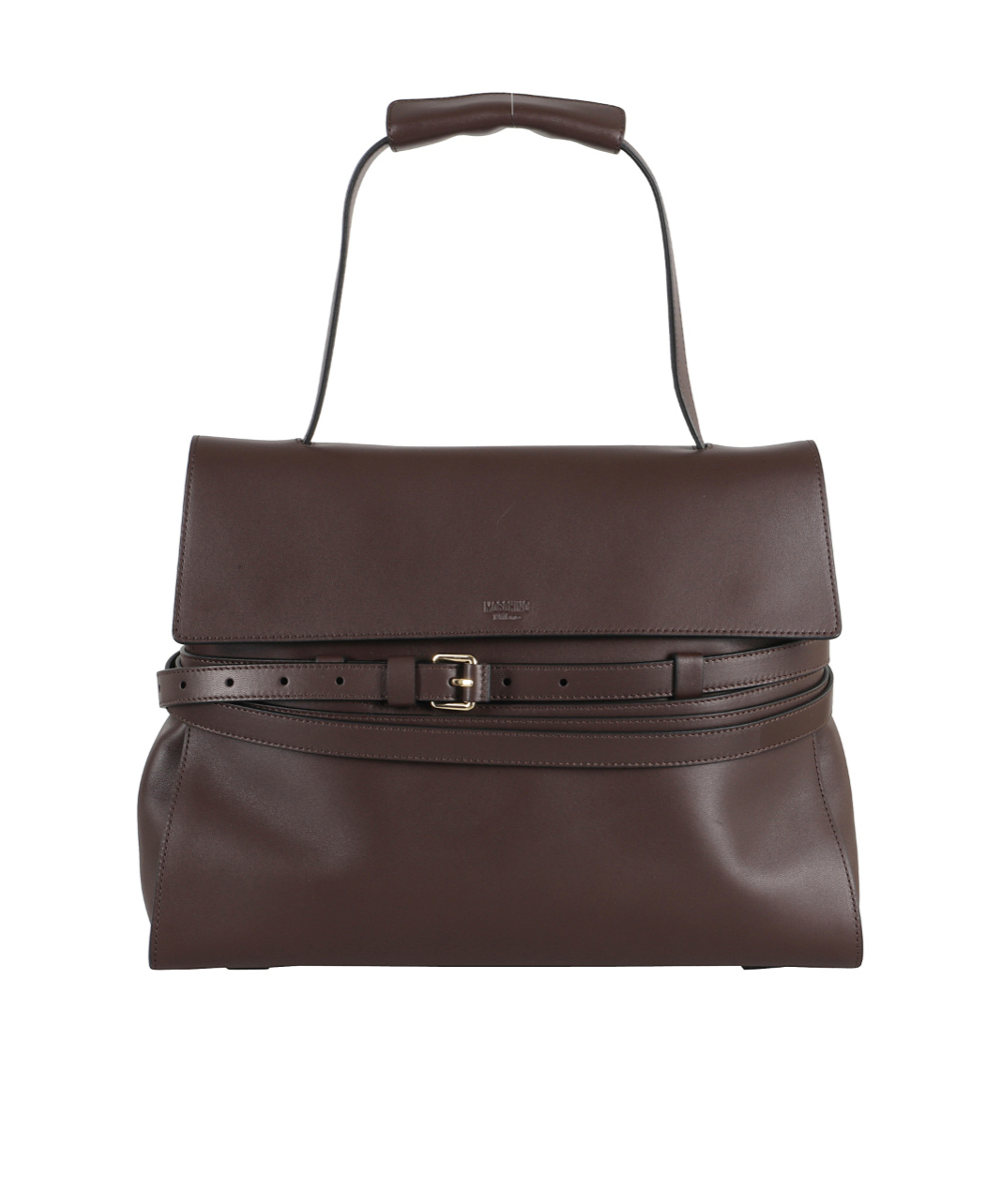 Moschino Medium Tie Me Buckle-strap Handbag In Brown