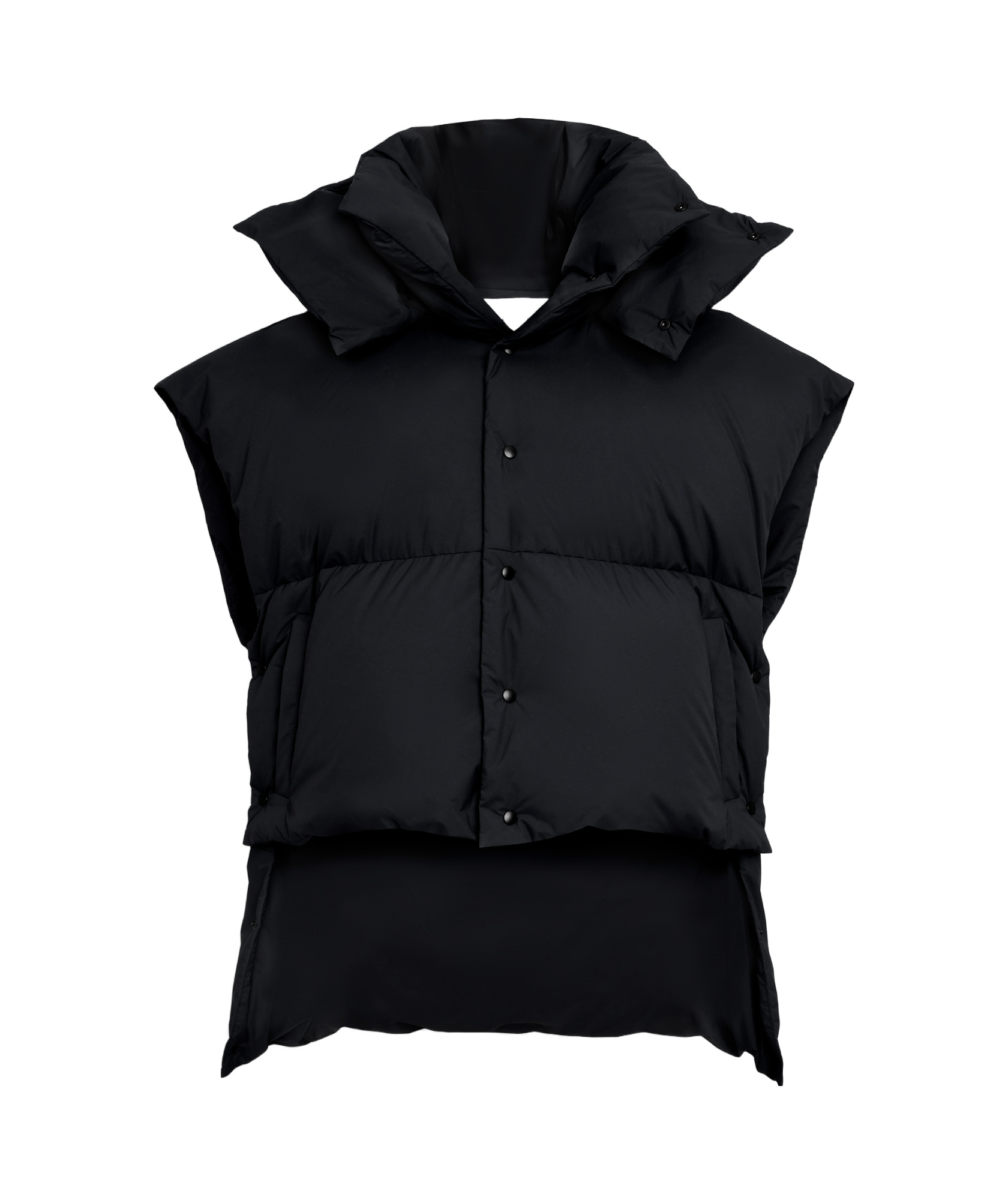 Alaïa Oversize Asymmetric Down Vest Jackets Black In Black