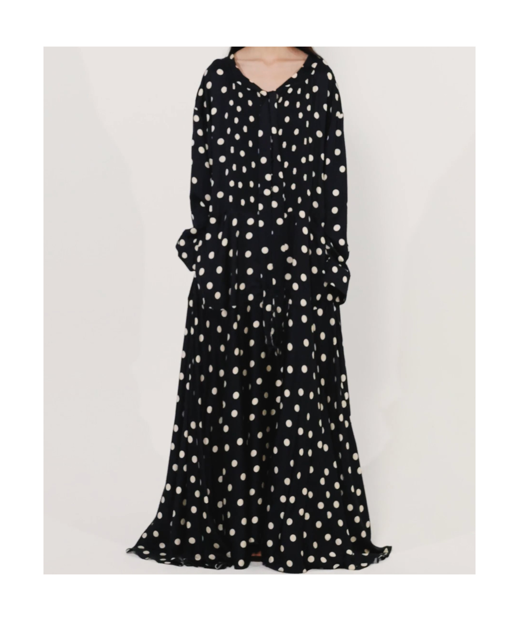 Stella Mccartney Long-sleeve Polka Dot Maxi Dress In Black