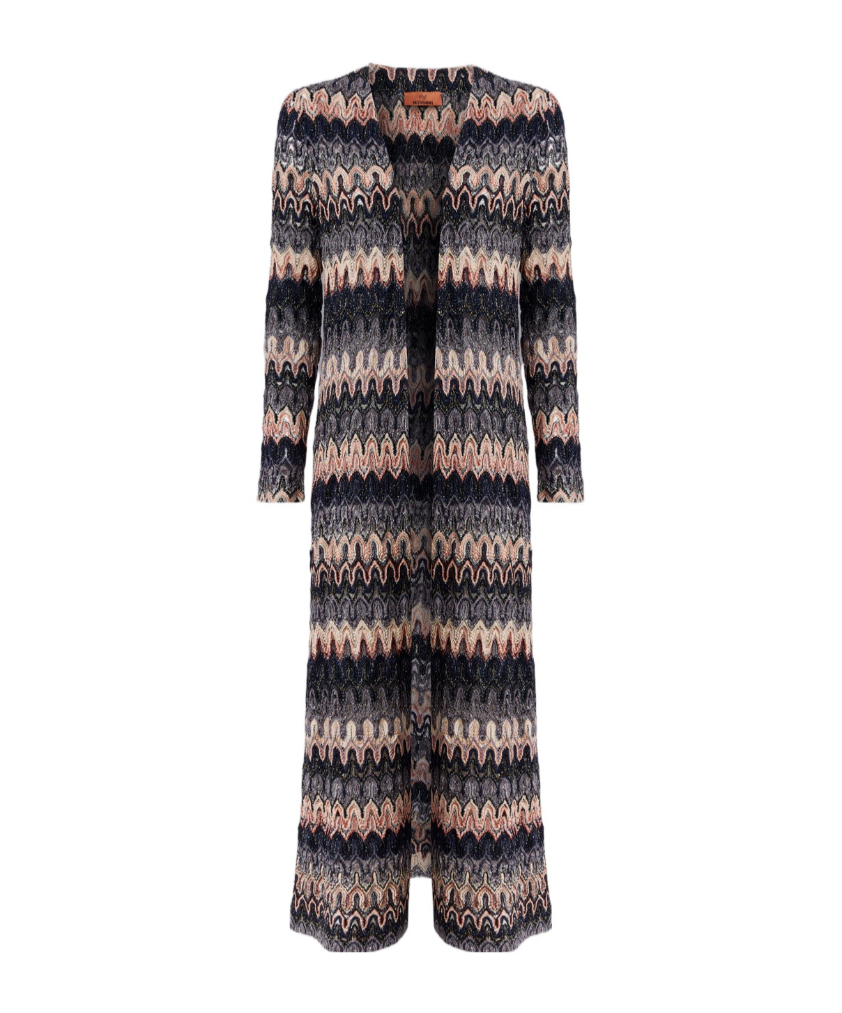 Shop Missoni Zigzag Metallic Long Cardigan In Black