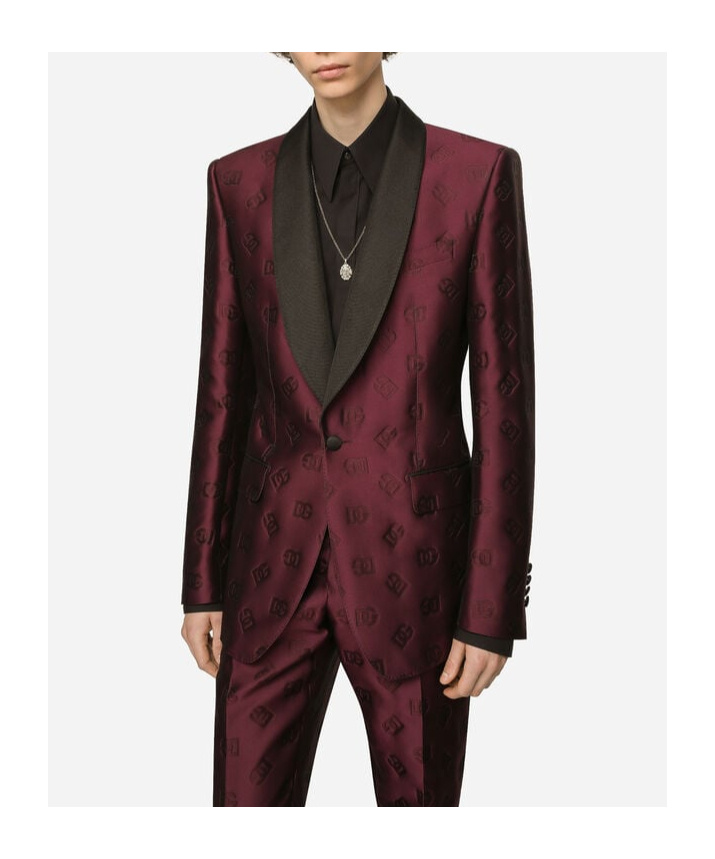 Dolce & Gabbana Monogram-jacquard Tuxedo Suit In Black