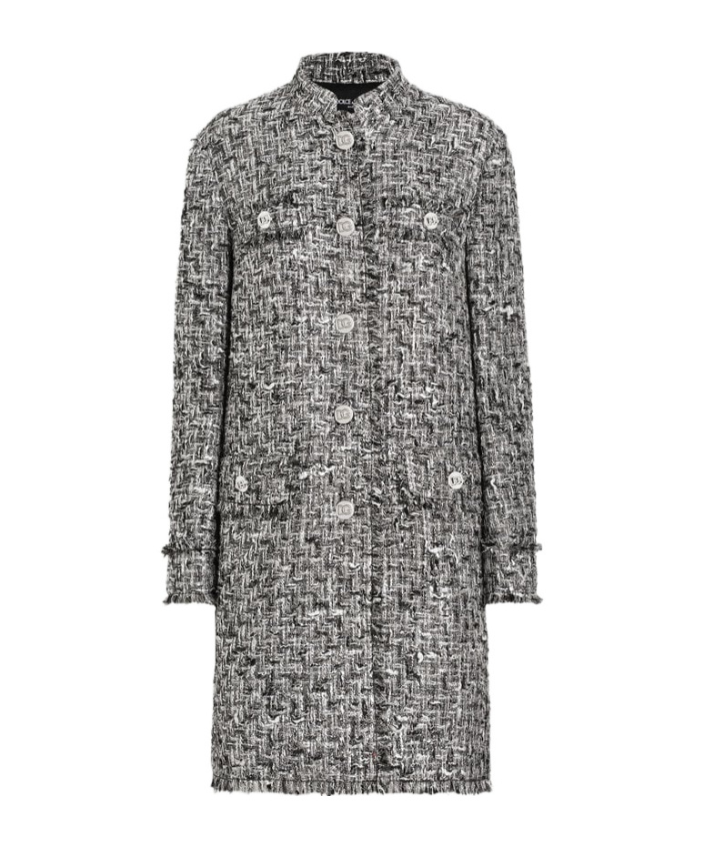 Dolce & Gabbana Single-breasted Raschel Tweed Coat In Gray