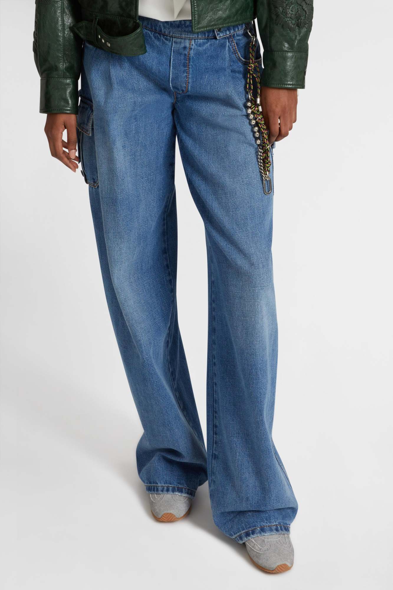 Ermanno Scervino Pleated-front Cargo Jeans In Gray