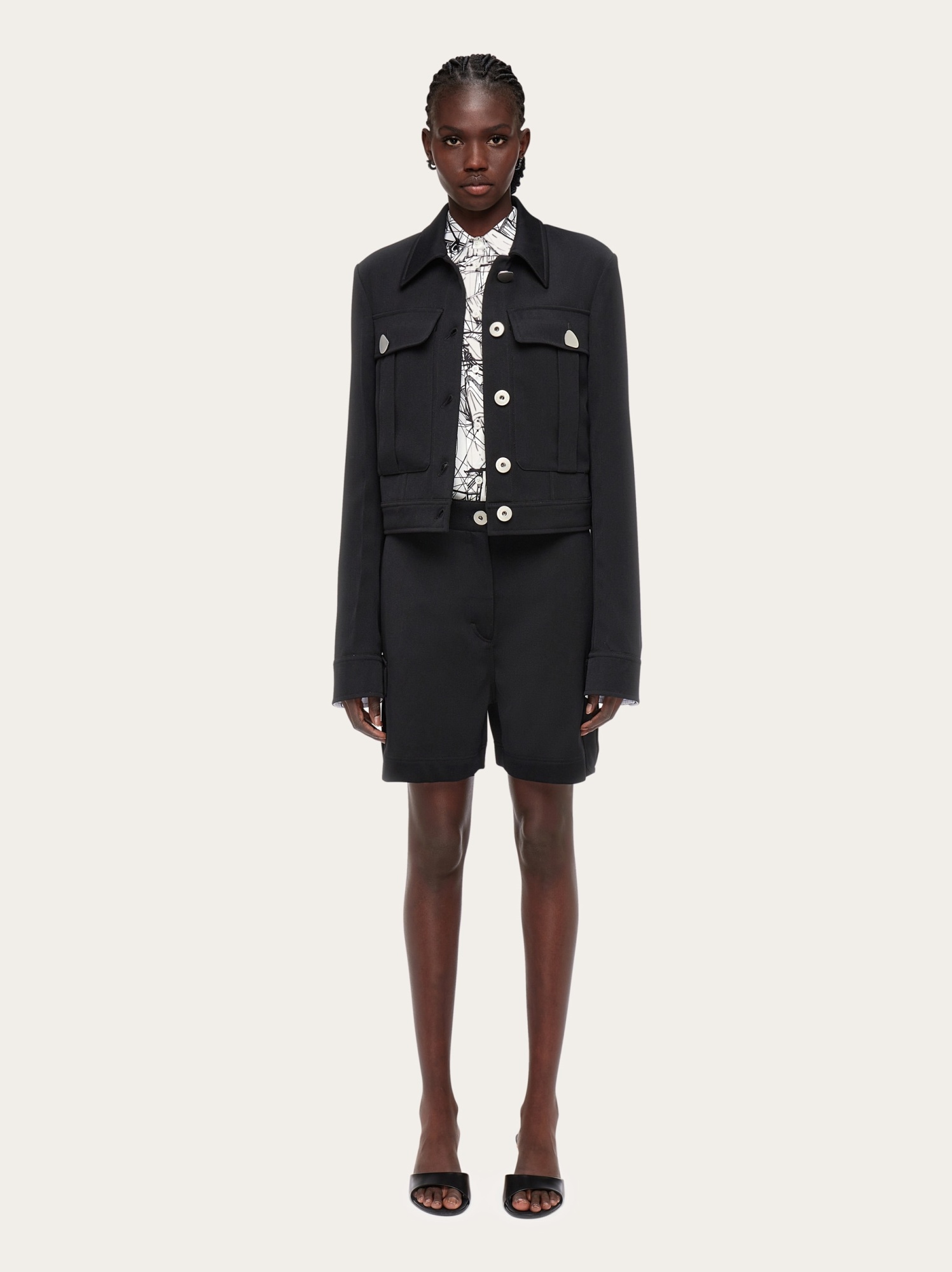 Ferragamo Black Single-breasted Wool Jacket In Black
