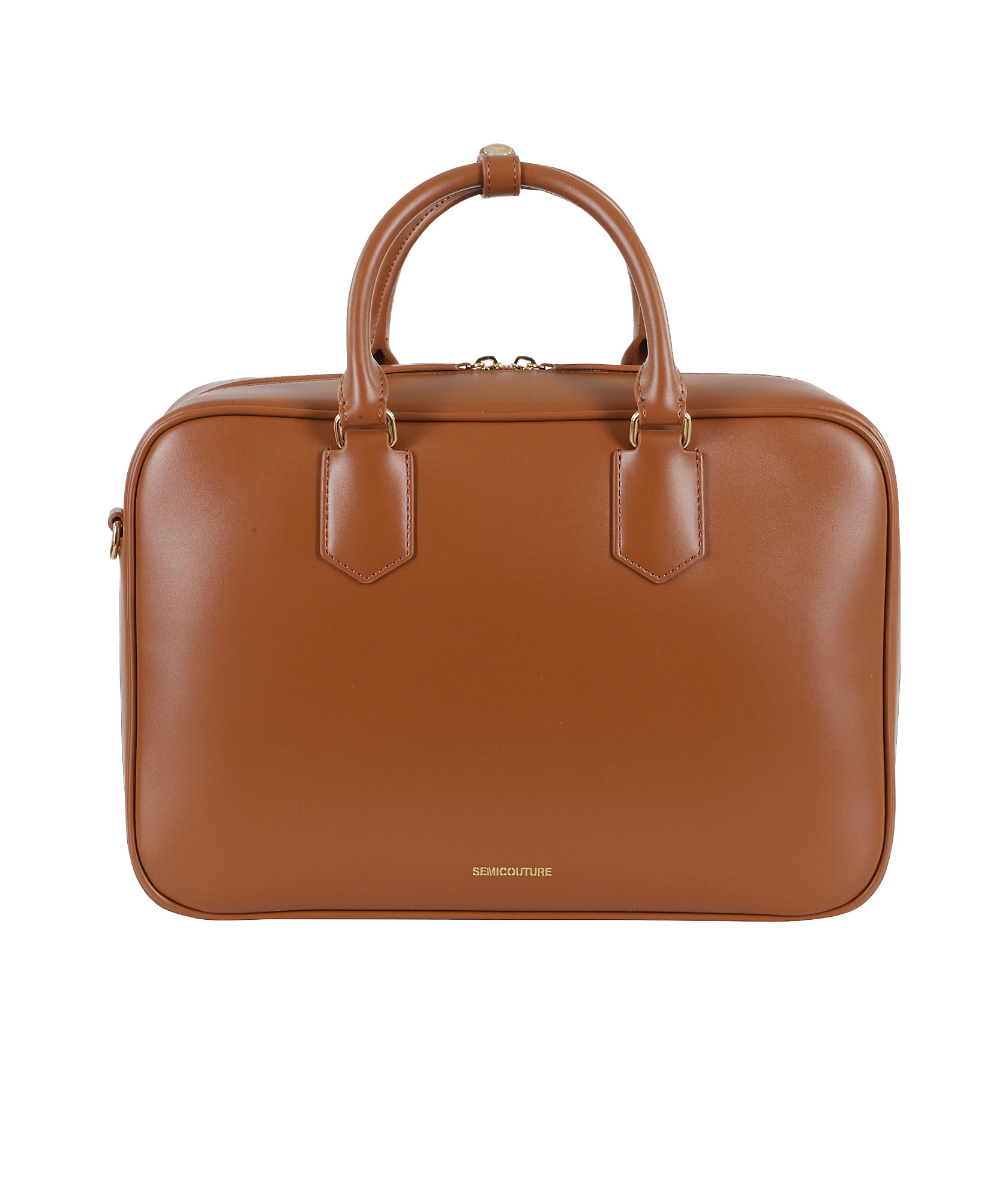 Semicouture Double Handle Shoulder Bag In Brown