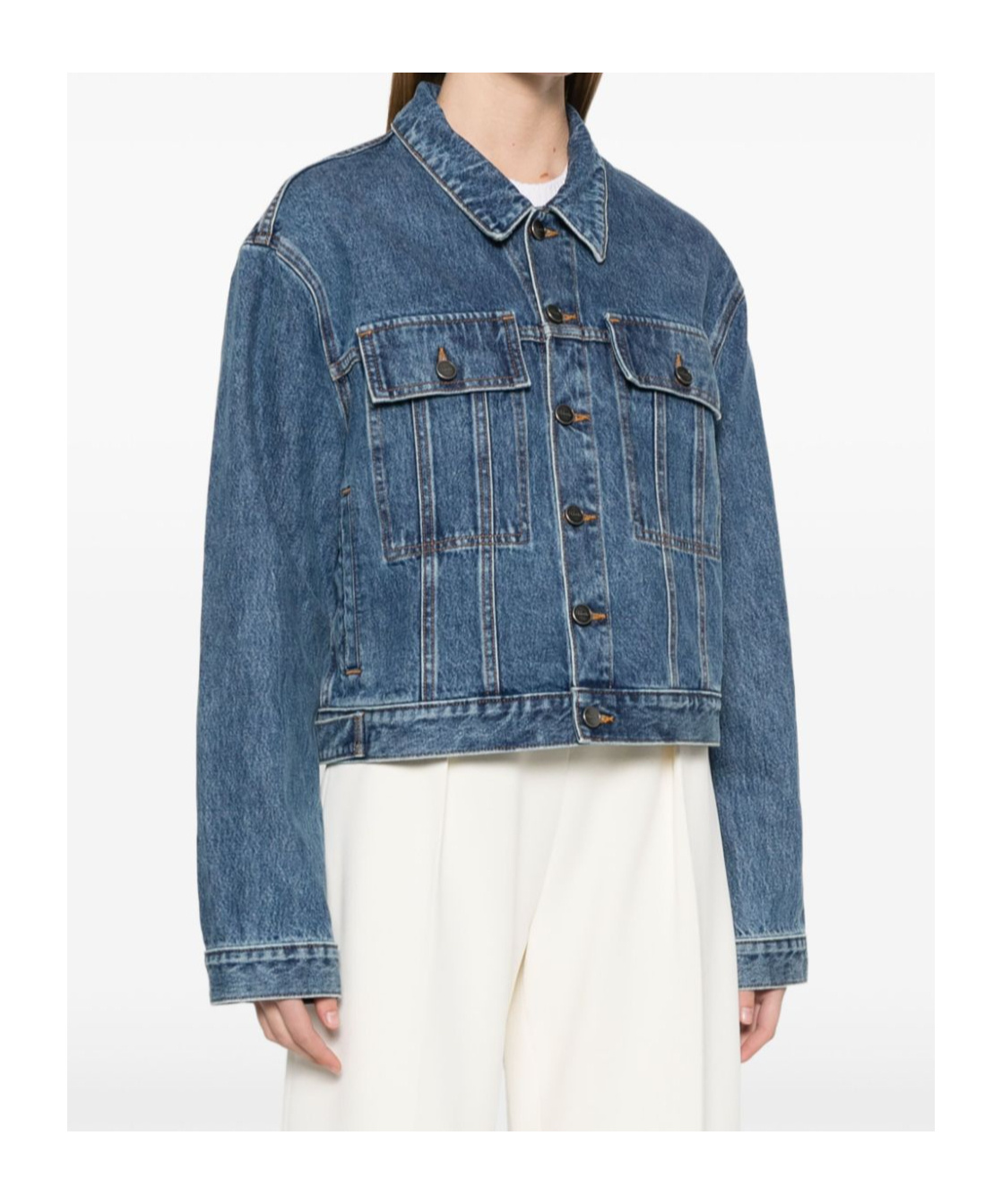 Khaite Saunder Buttoned Denim Jacket In Blue