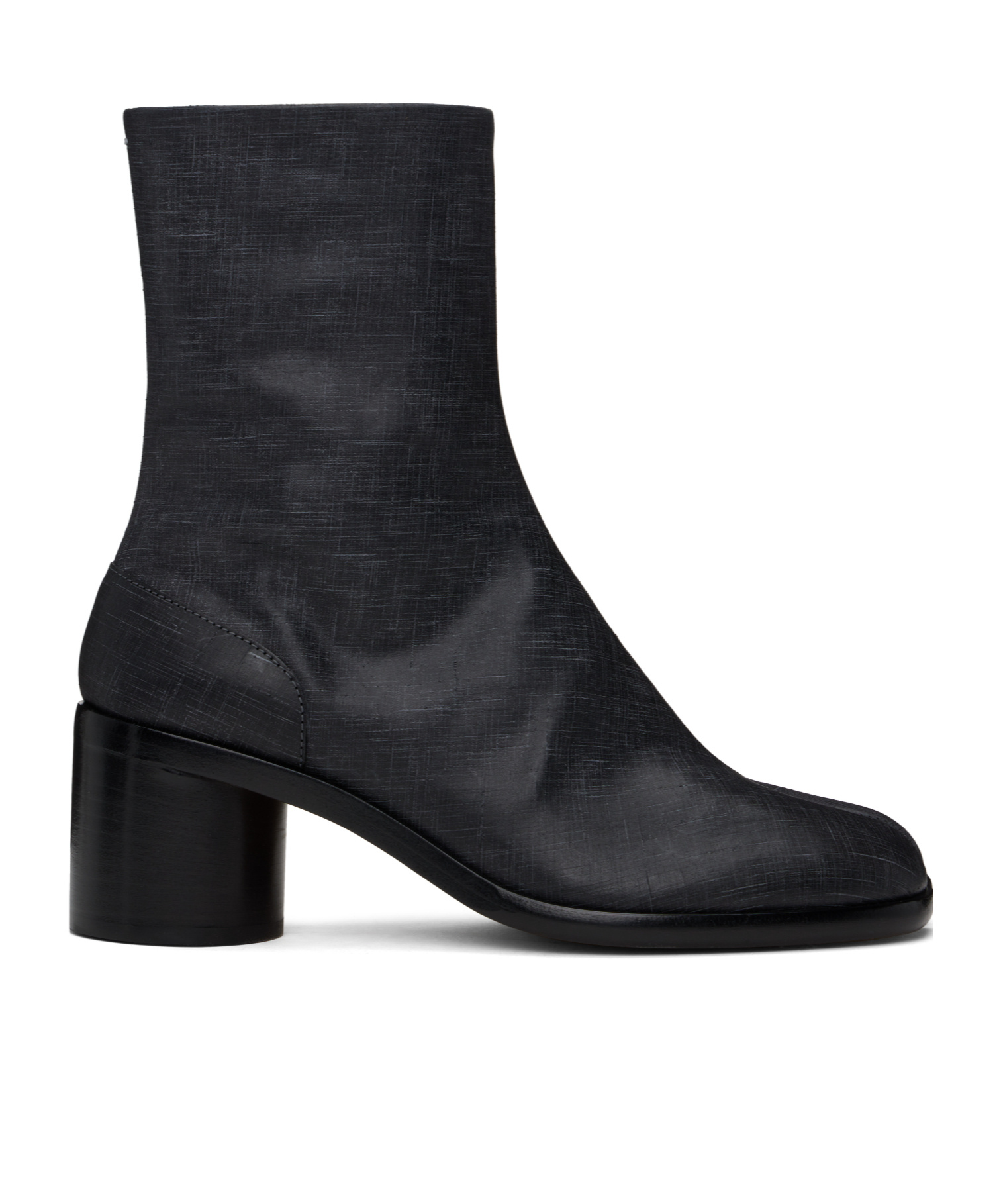Maison Margiela Black Leather Tabi Ankle Boots In Black
