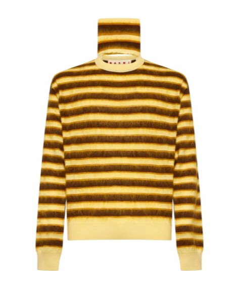 Marni Striped Roll-neck Knitted Jumper In Brown