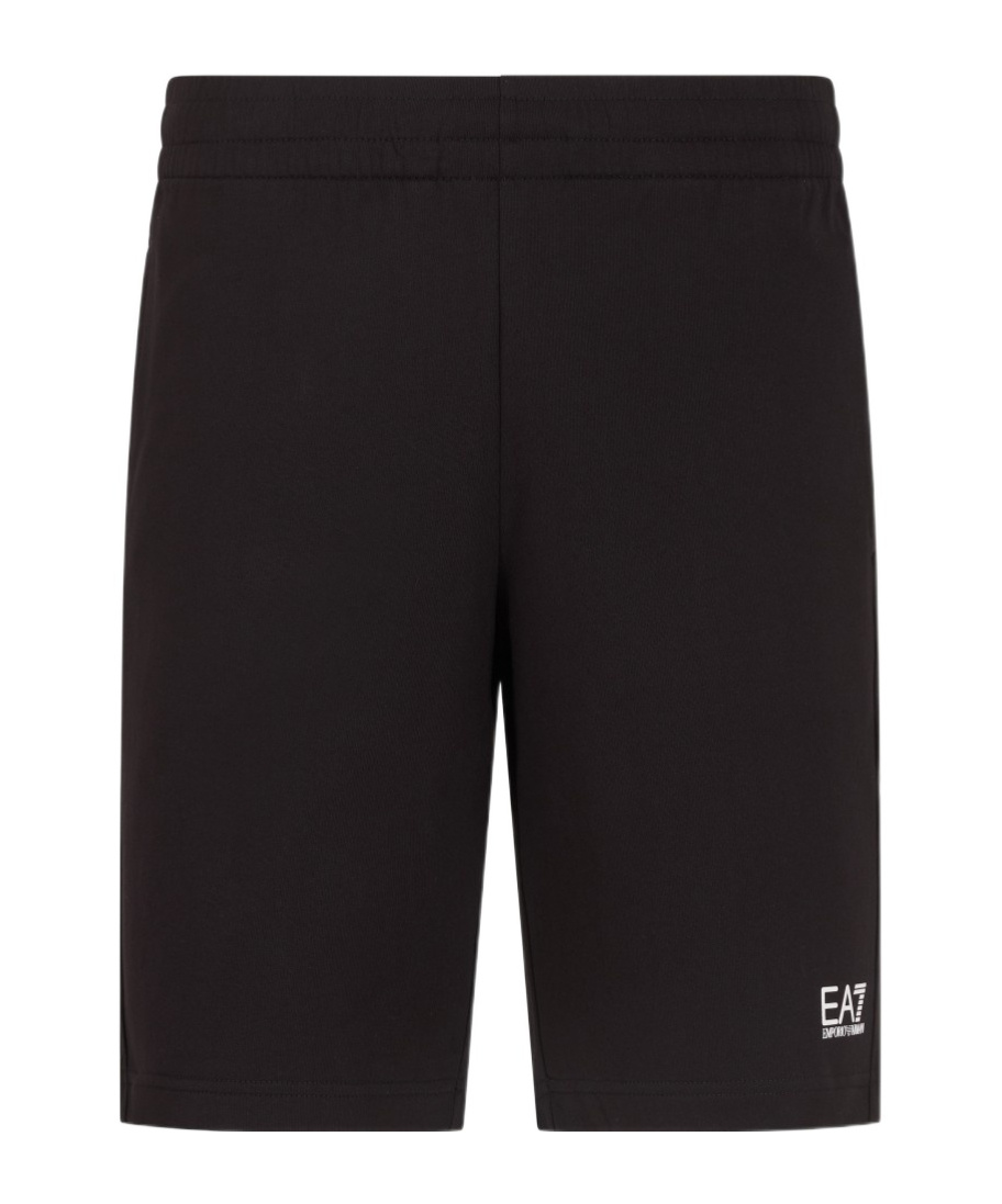 Ea7 Side Pocket Shorts In Cotton With Drawstring Core Identity In Black