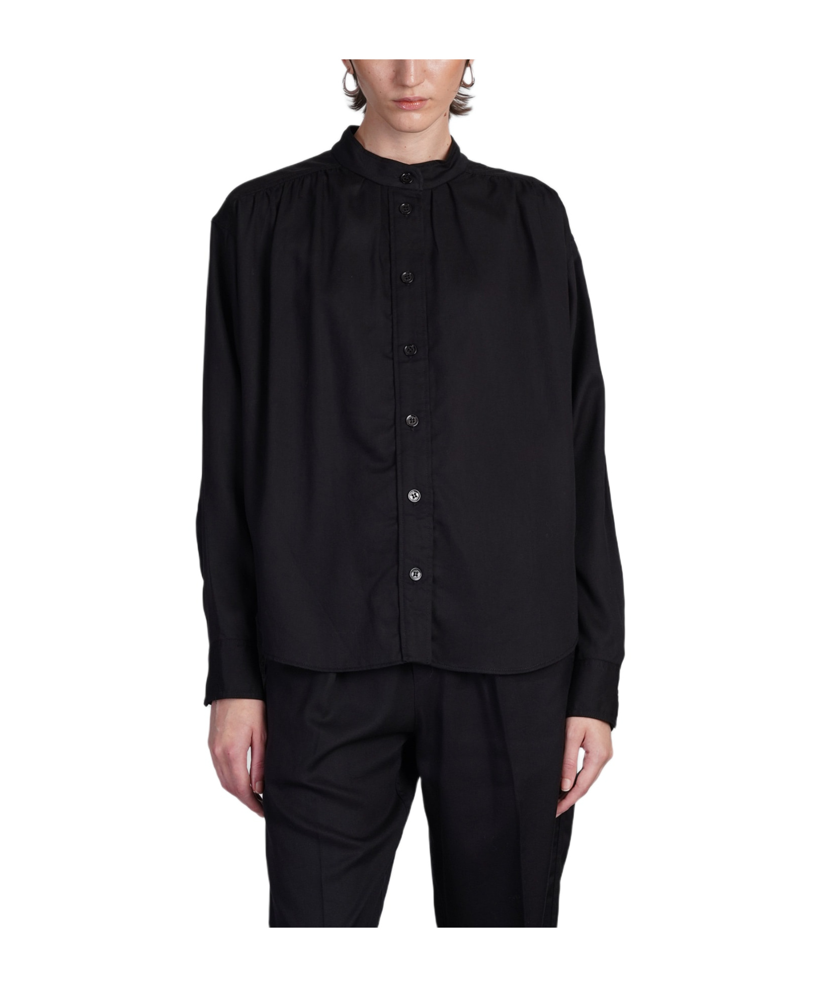 Isabel Marant Étoile Violeta Shirt In Black Wool And Polyester In Black