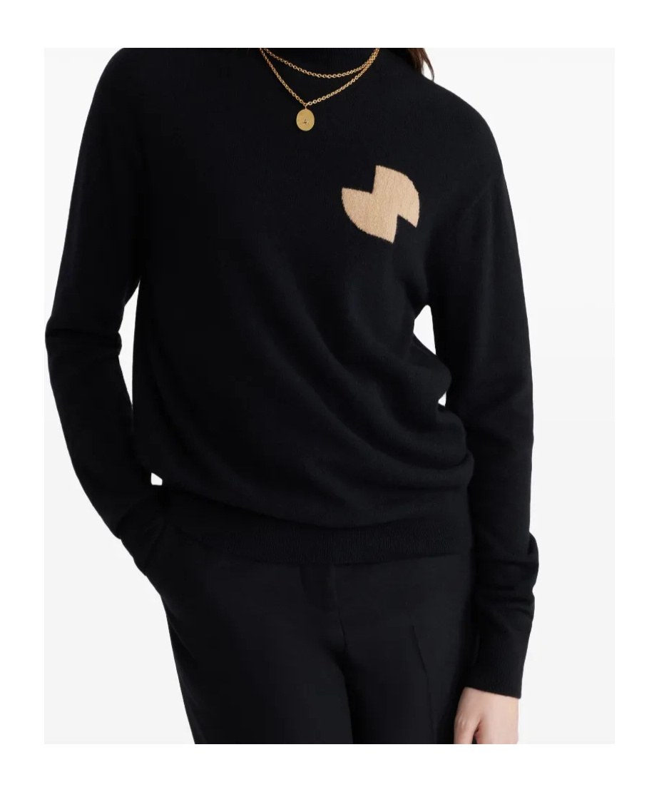 Patou Turtleneck Long Sleeve Sweater In Black