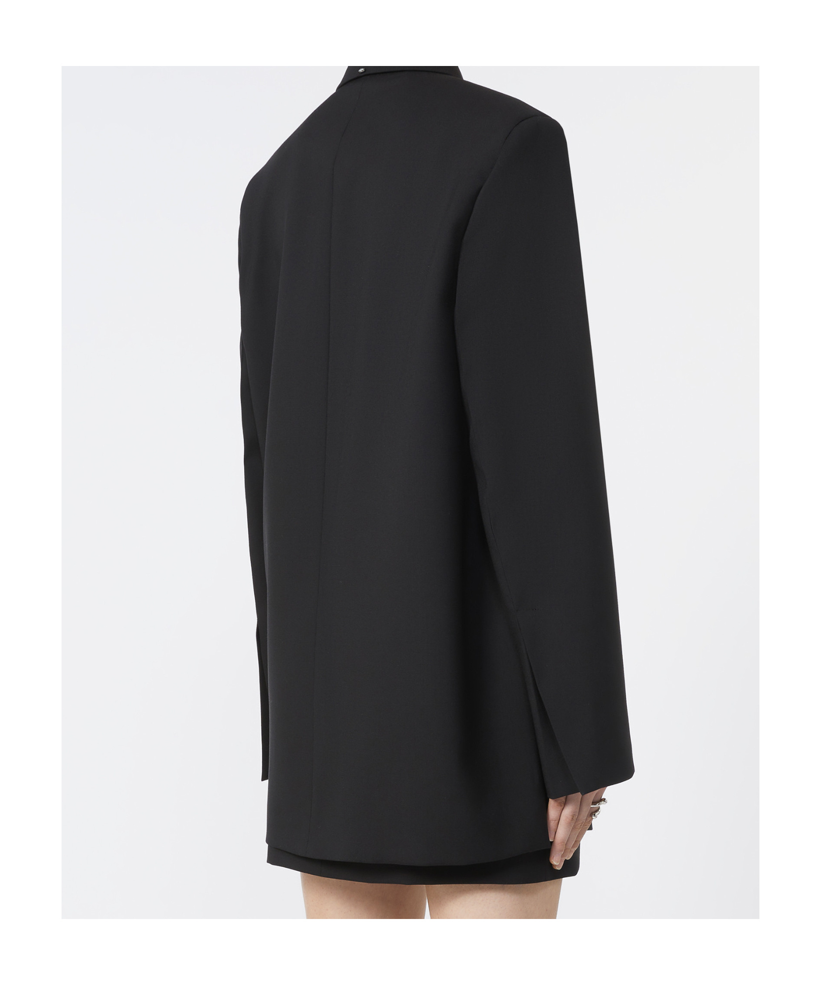 Sportmax Long Double-breasted Black Jacket With Belt In Black