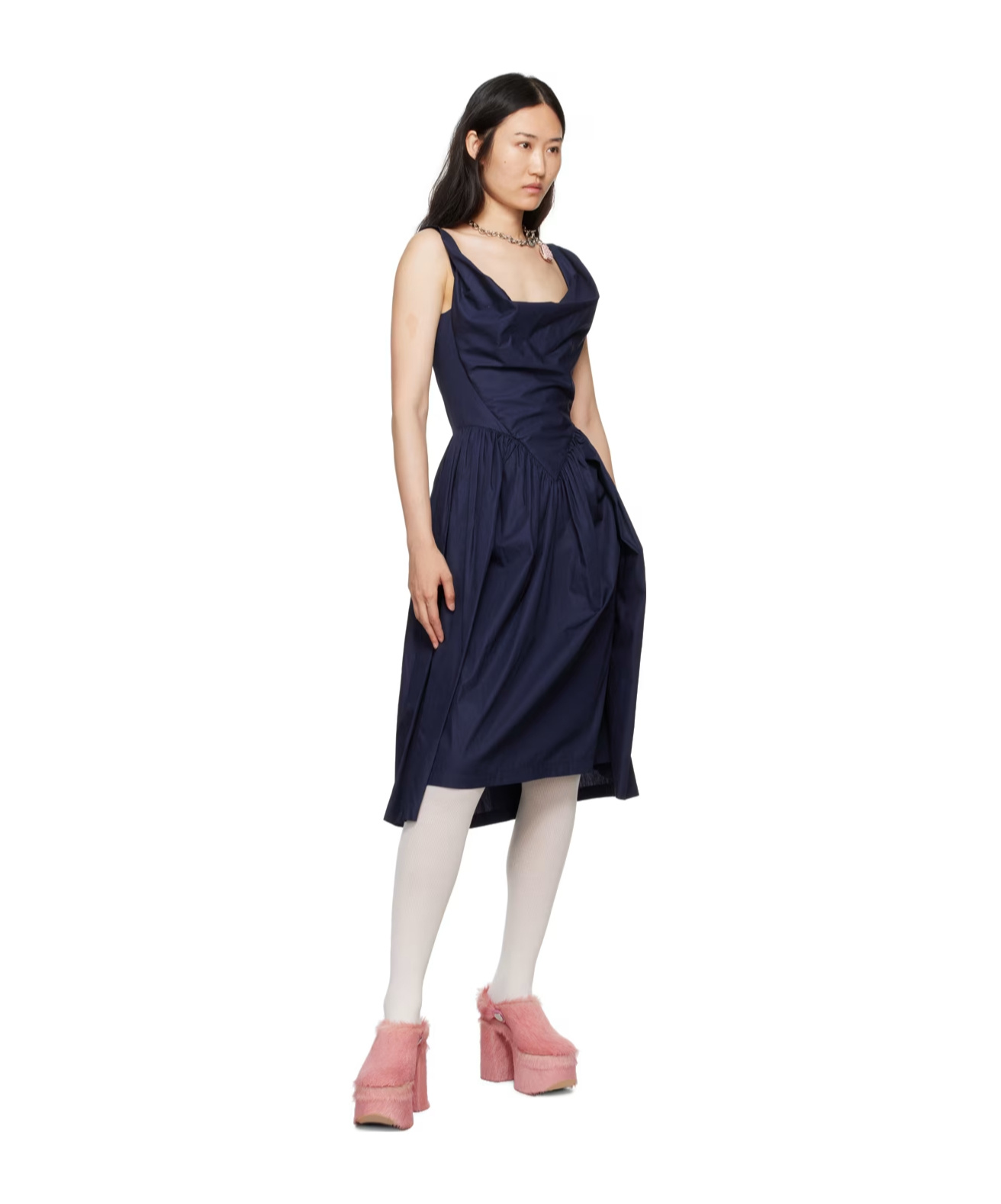 Vivienne Westwood Navy Sunday Midi Dress In Black