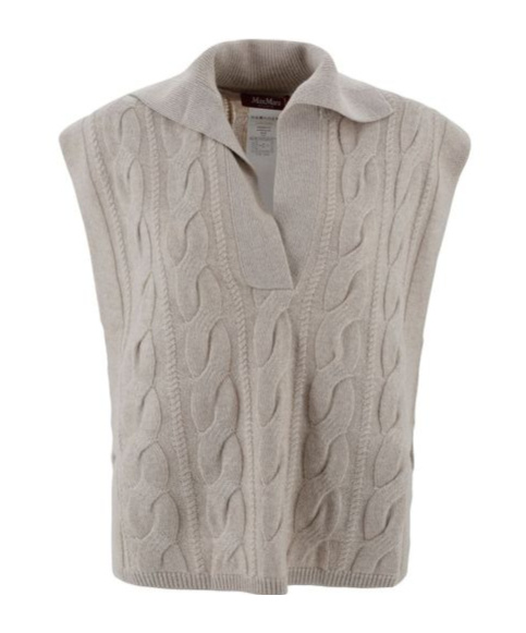 Max Mara Knitted Polo Shirt In Gray