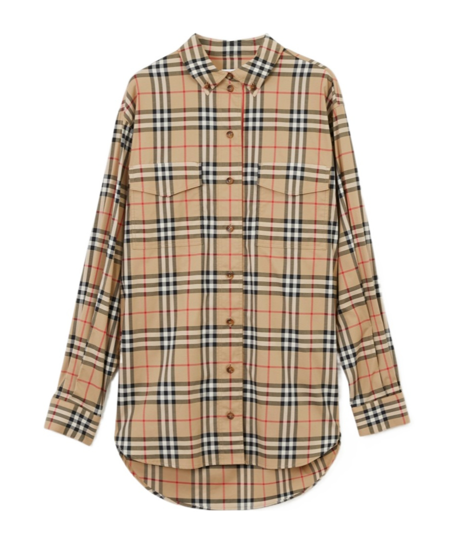 Burberry Vintage Check Stretch Cotton Oversized Shirt In Multi