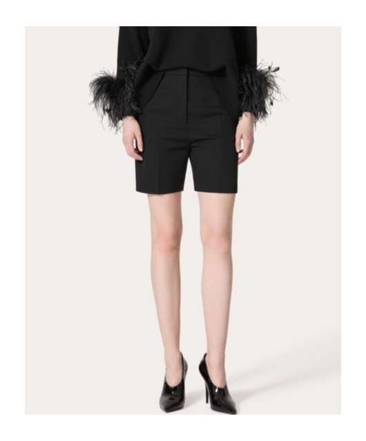 Valentino Garavani Midnight Blue Stretch Cotton Bermuda Shorts In Black