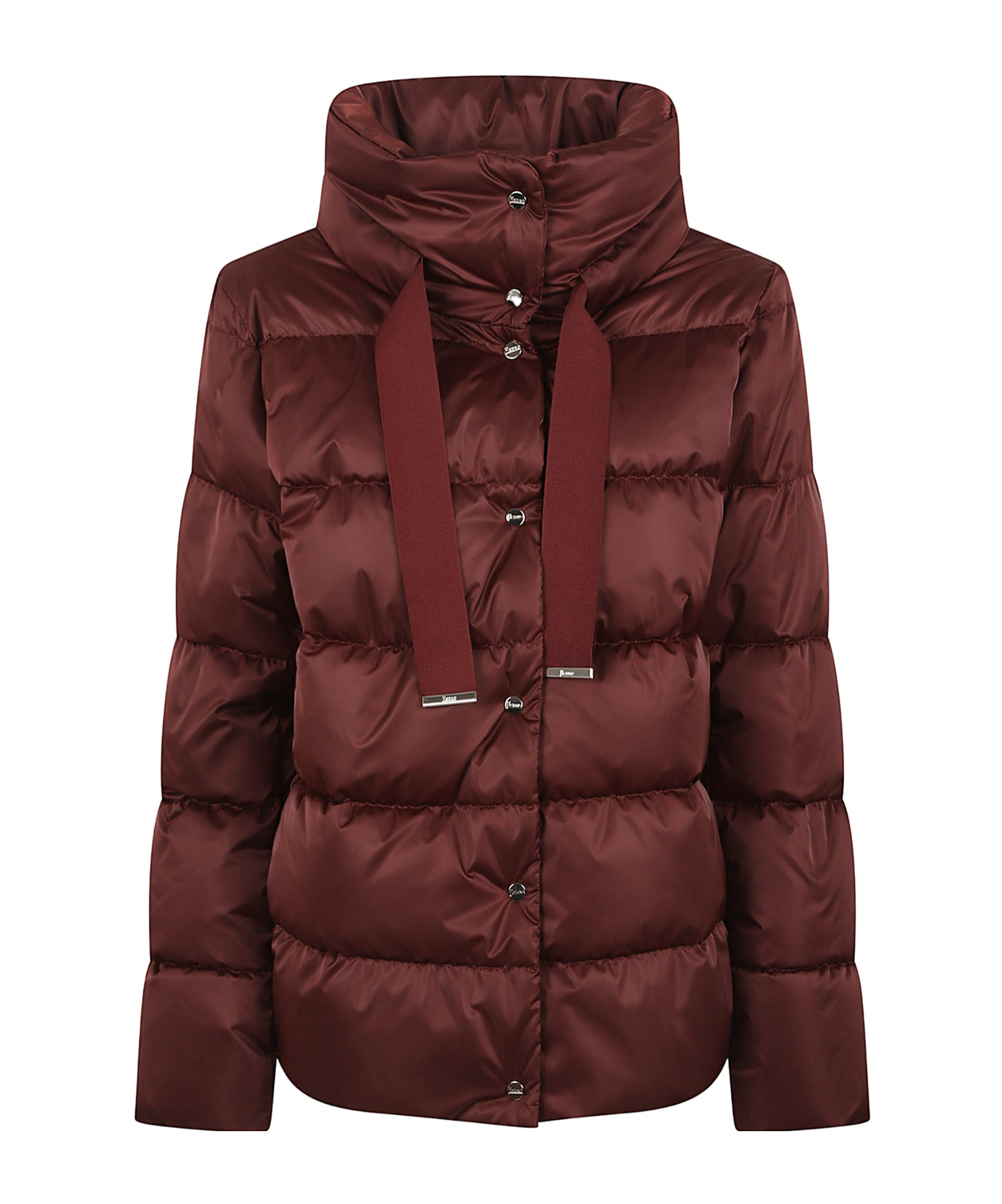Herno High-neck Drawstring Padded Jacket In Brown