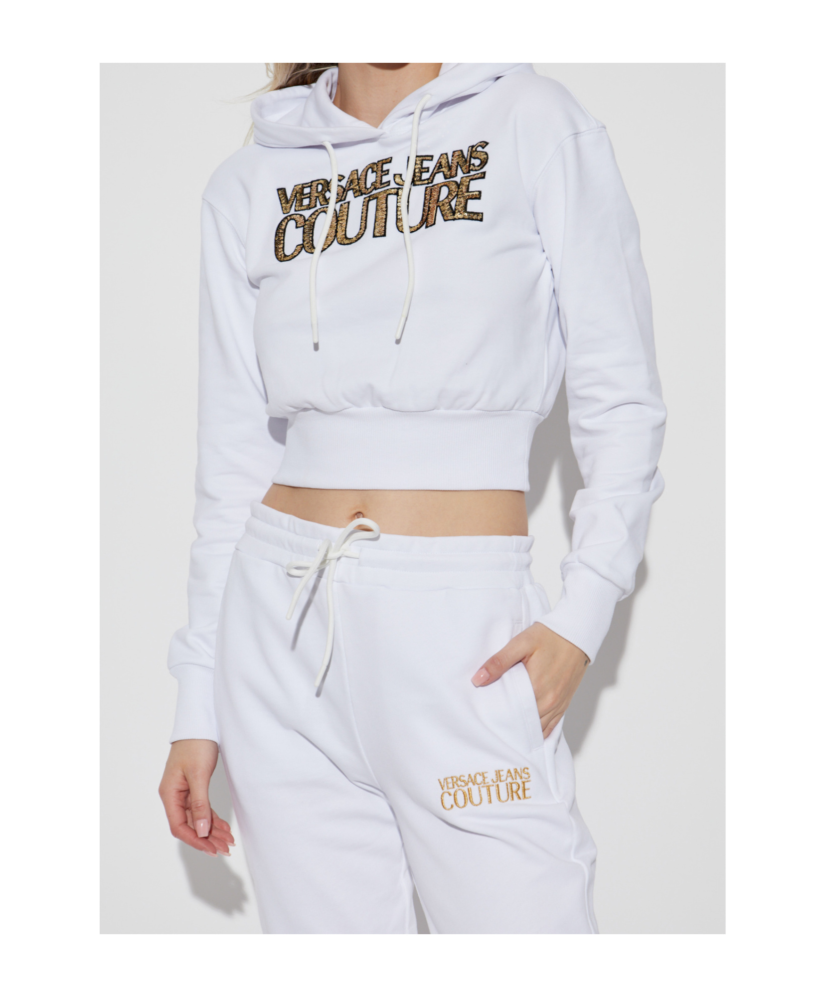 Versace Jeans Cotton Hoodie In White