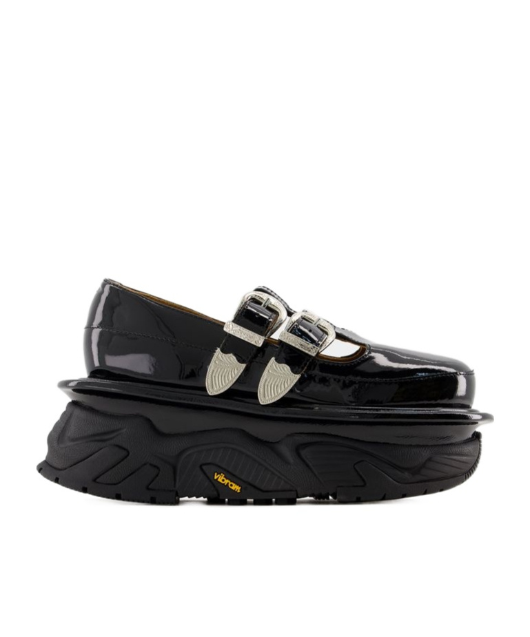 Shop Toga Pulla Buckled Platform Loafers In Black