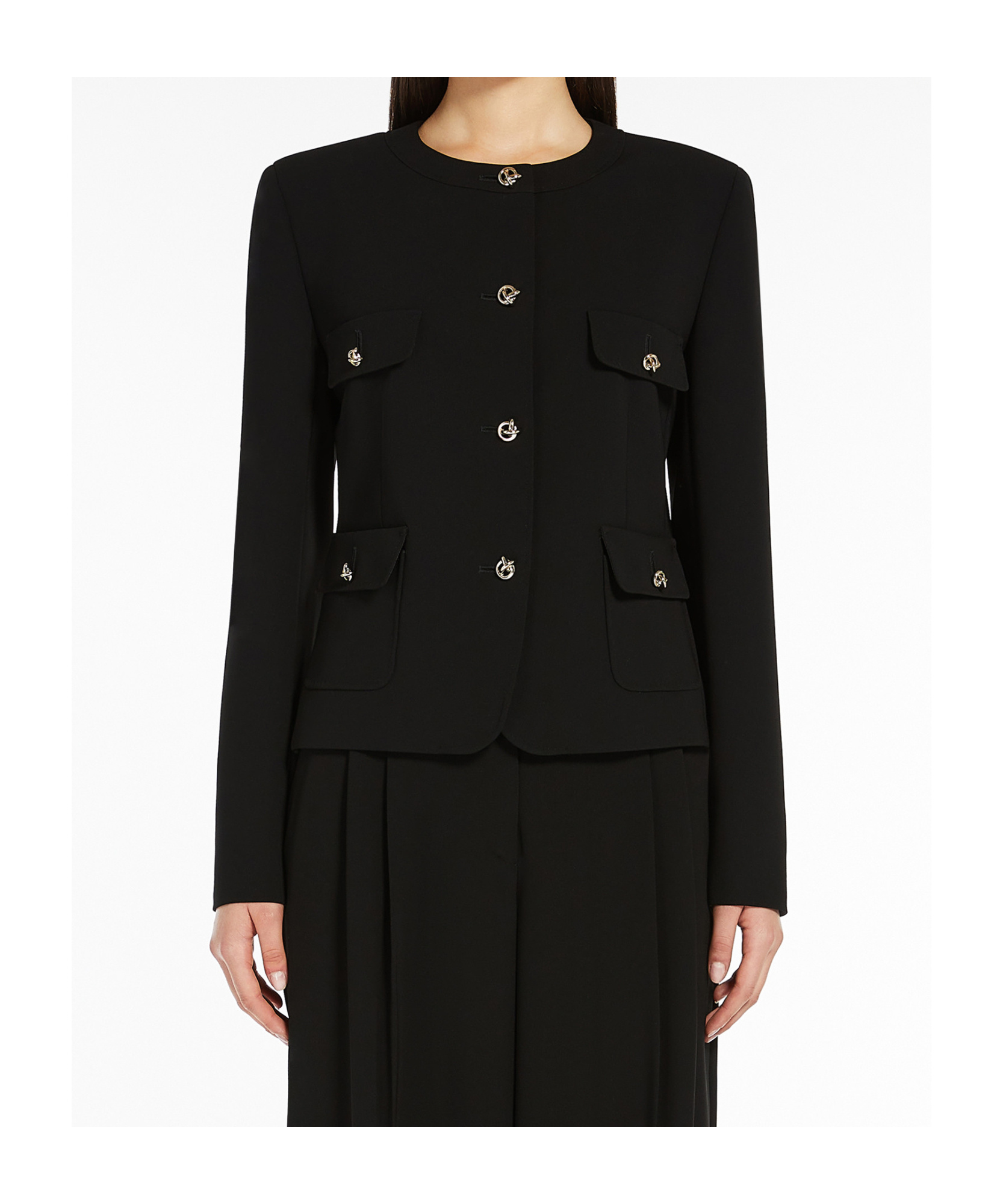 Max Mara Long-sleeved Short Jacket In Black