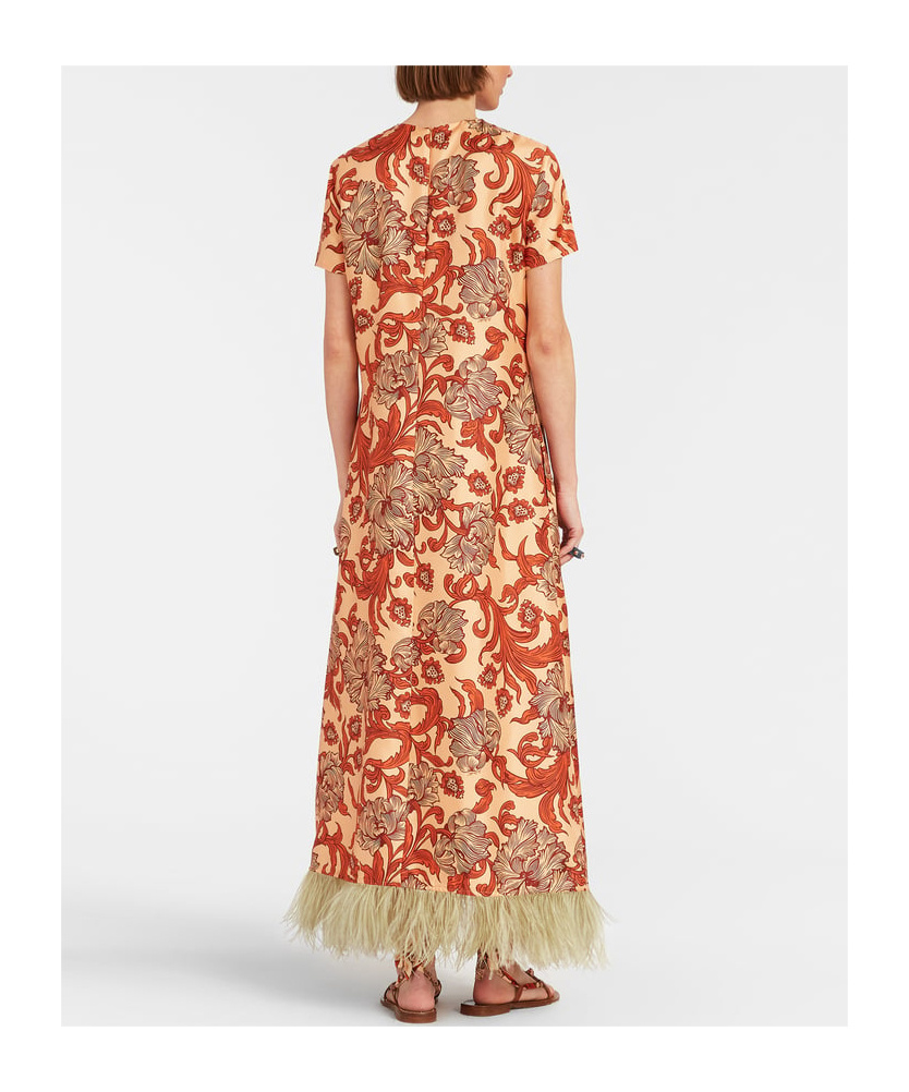LA DOUBLEJ SWING FEATHER-TRIMMED DRESS