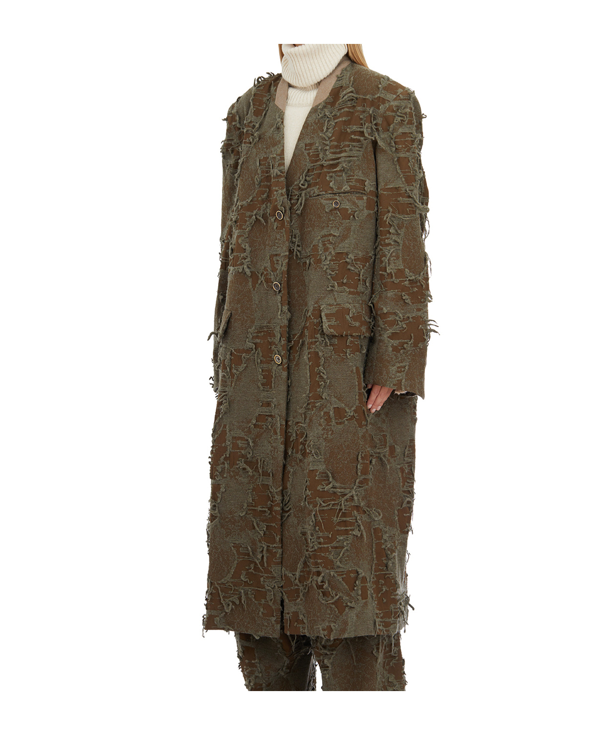 Uma Wang Cappotto Crossword In Lana In Green