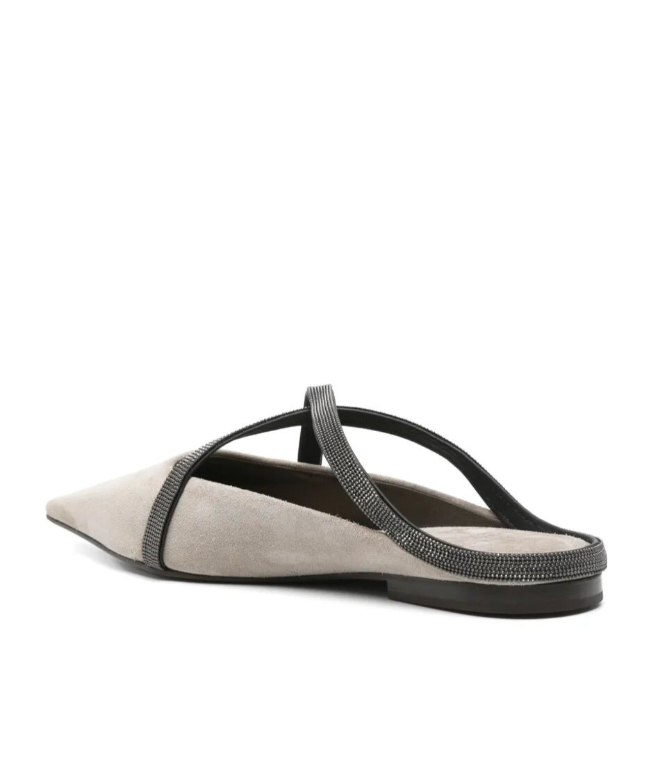 Brunello Cucinelli Flat Square Pointed Ballet Shoes In Multicolor