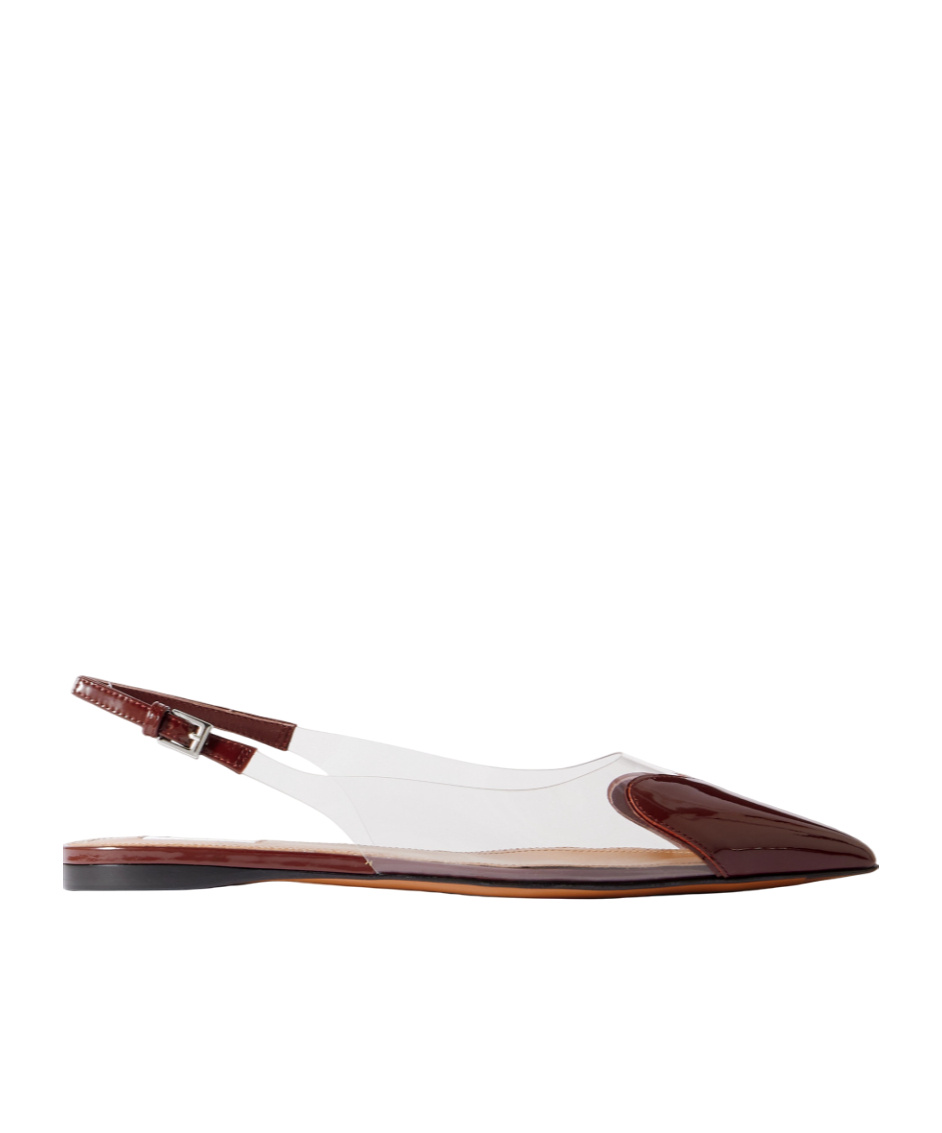 Alaïa Le Caur Pu And Patent-leather Slingback Point-toe Flats In White