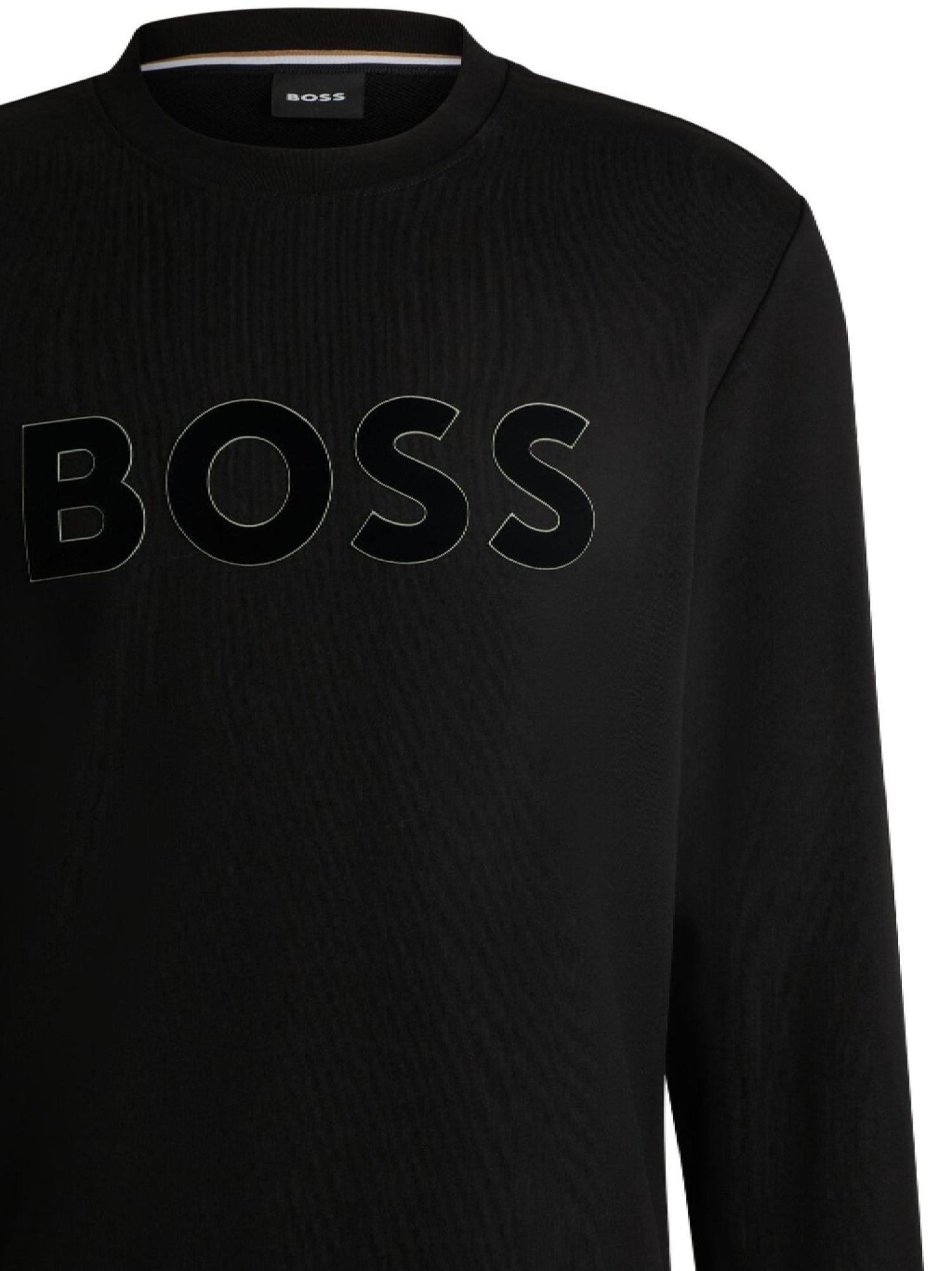 Hugo Boss Cotton-terry Sweatshirt With Flock-print Logo In Black