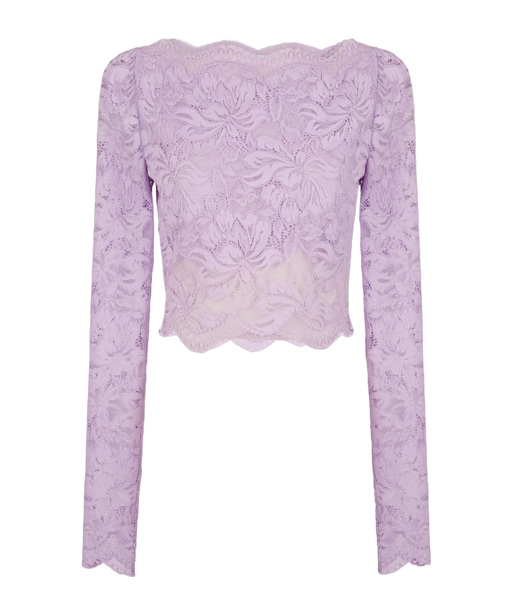 Rabanne Lavender Lace-effect Top With Boat Neckline In Purple