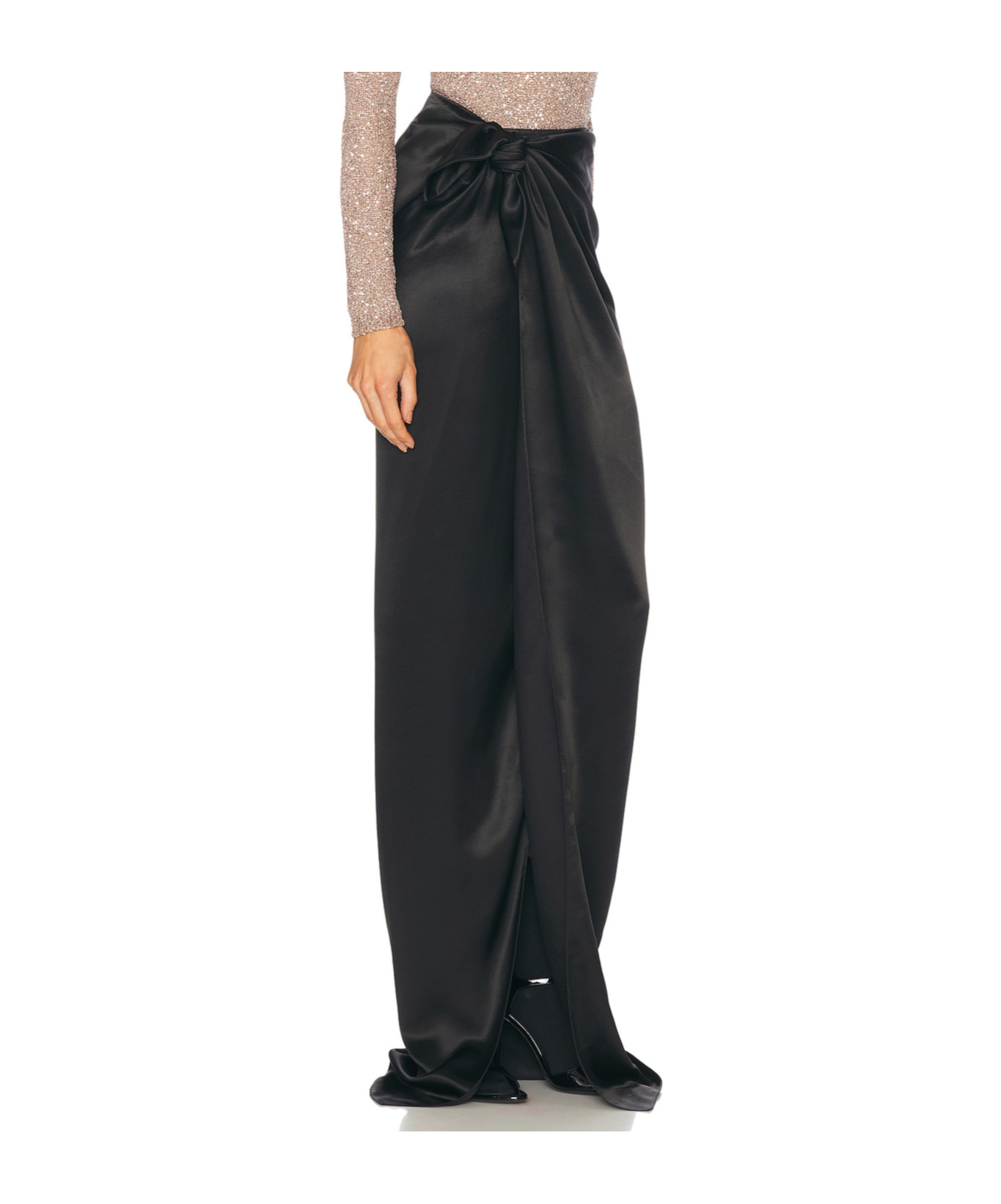 Balenciaga Long Satin Skirt Skirts Black In Black